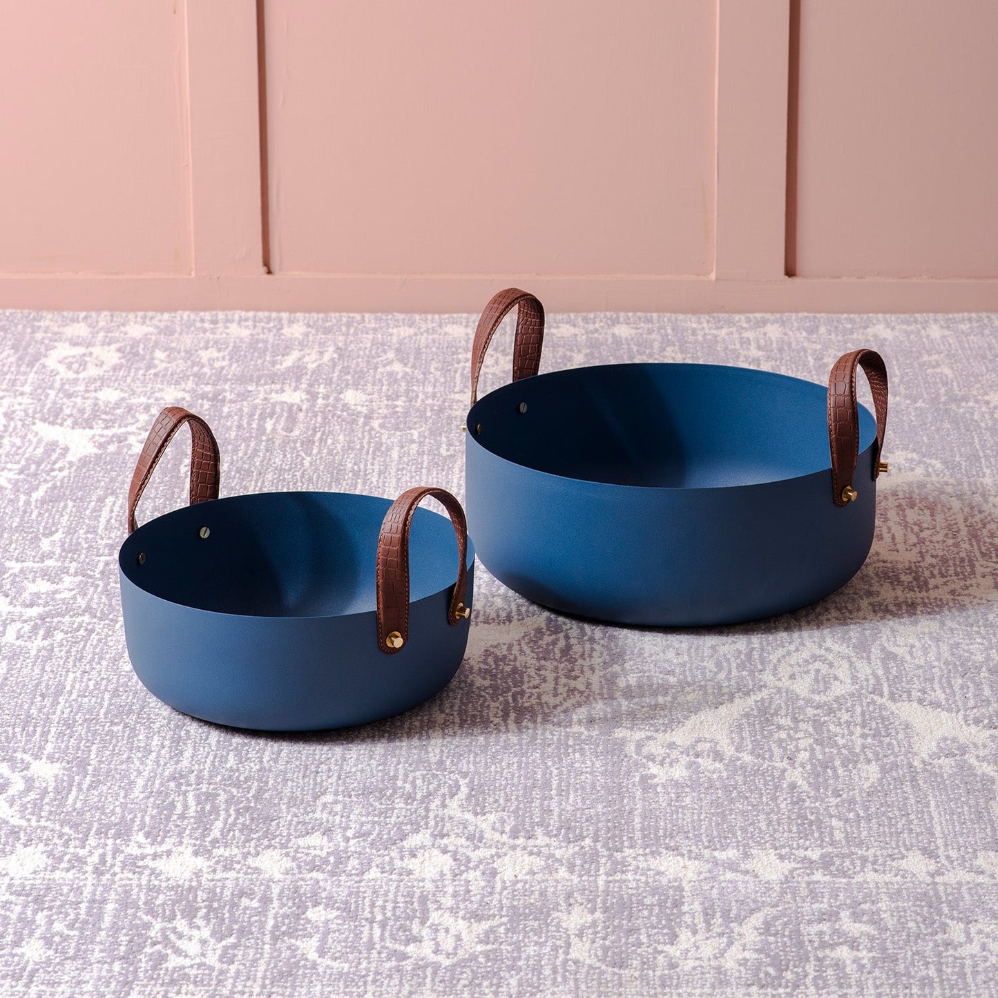 Blue Gleam Medium Metal Baskets