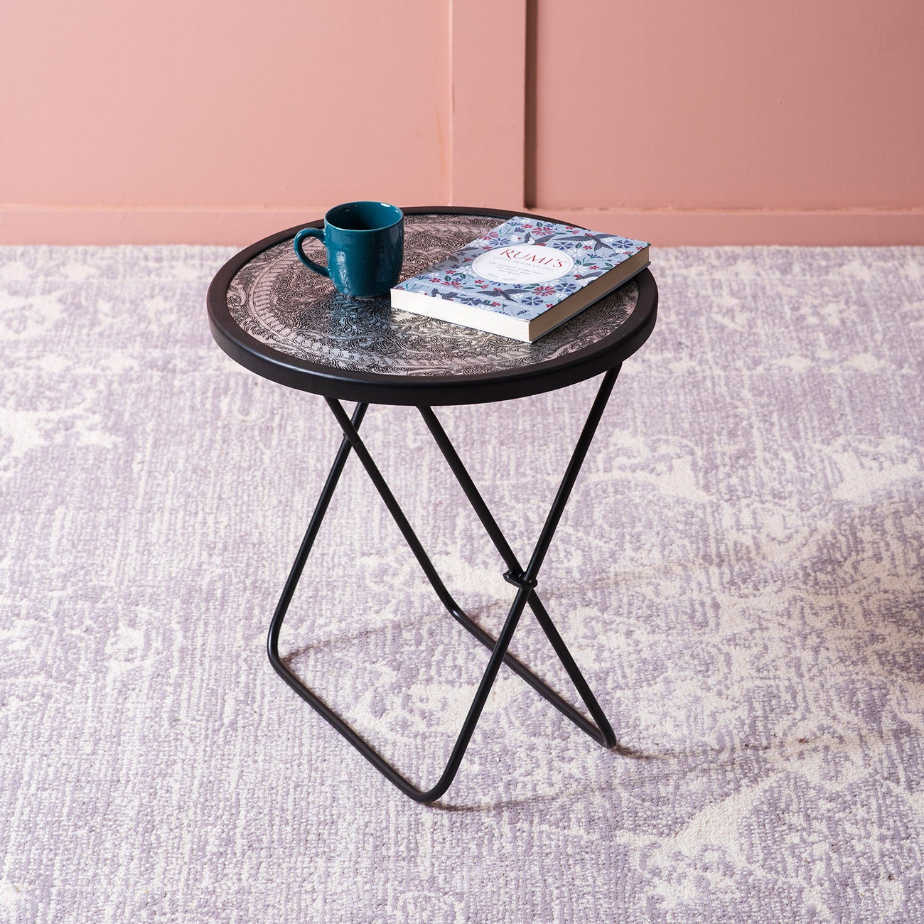 Silver Spectrum: Polished Foldable Side Table