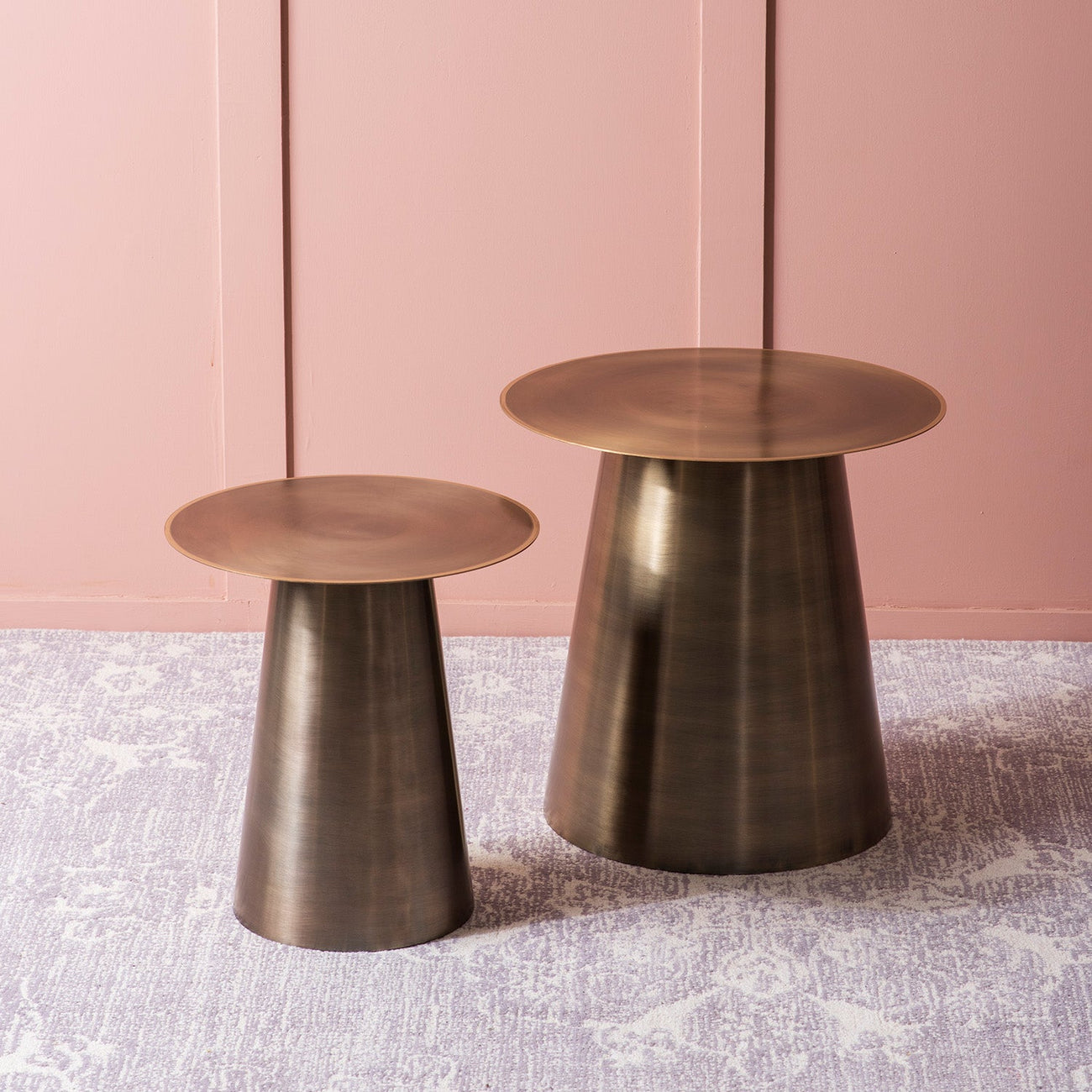 Gilded Grandeur: Geometric Gold Accent Side Table Set