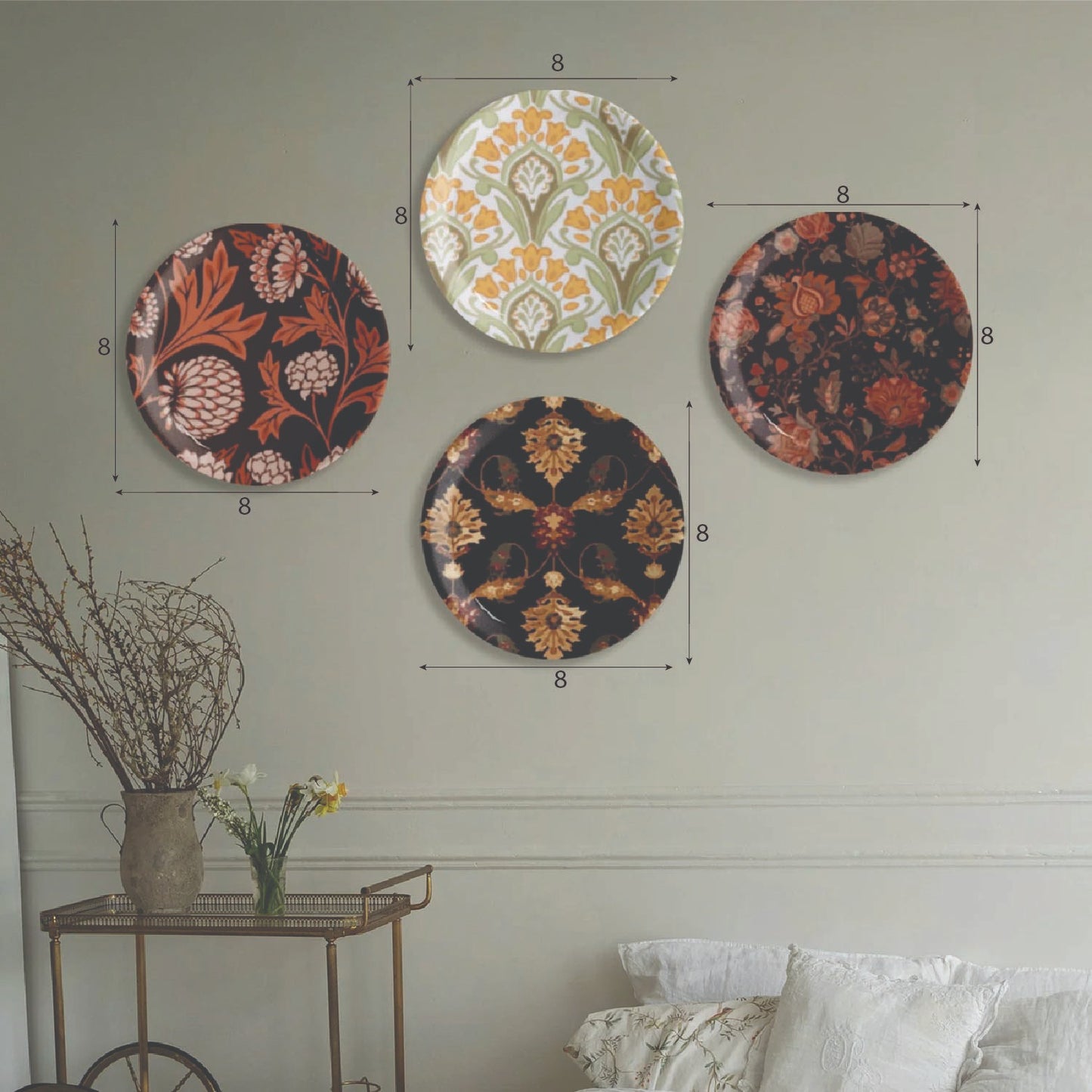 Contemporary Print Wall Plates Set of 4