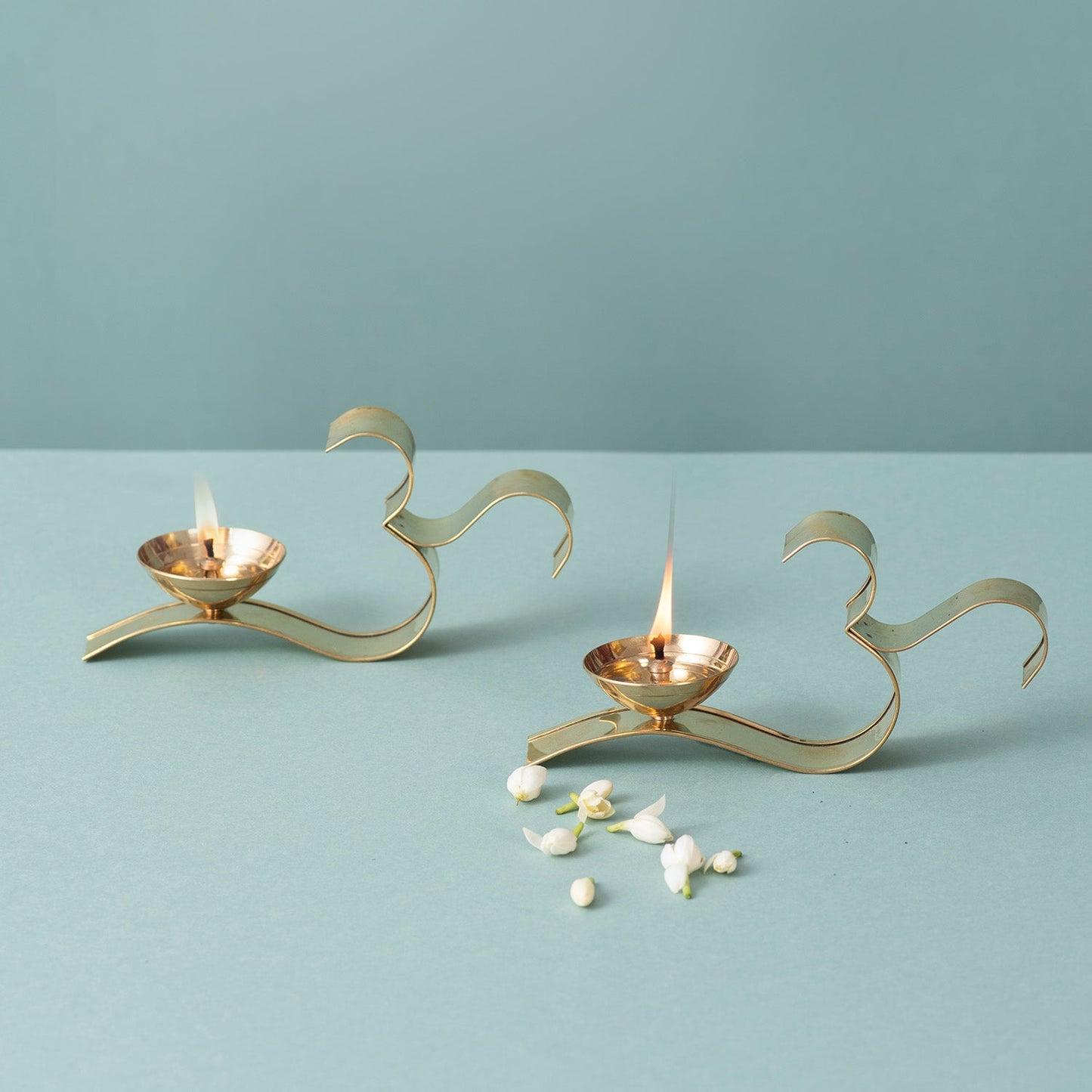 Gold Floral Design Diyas Set of 6
