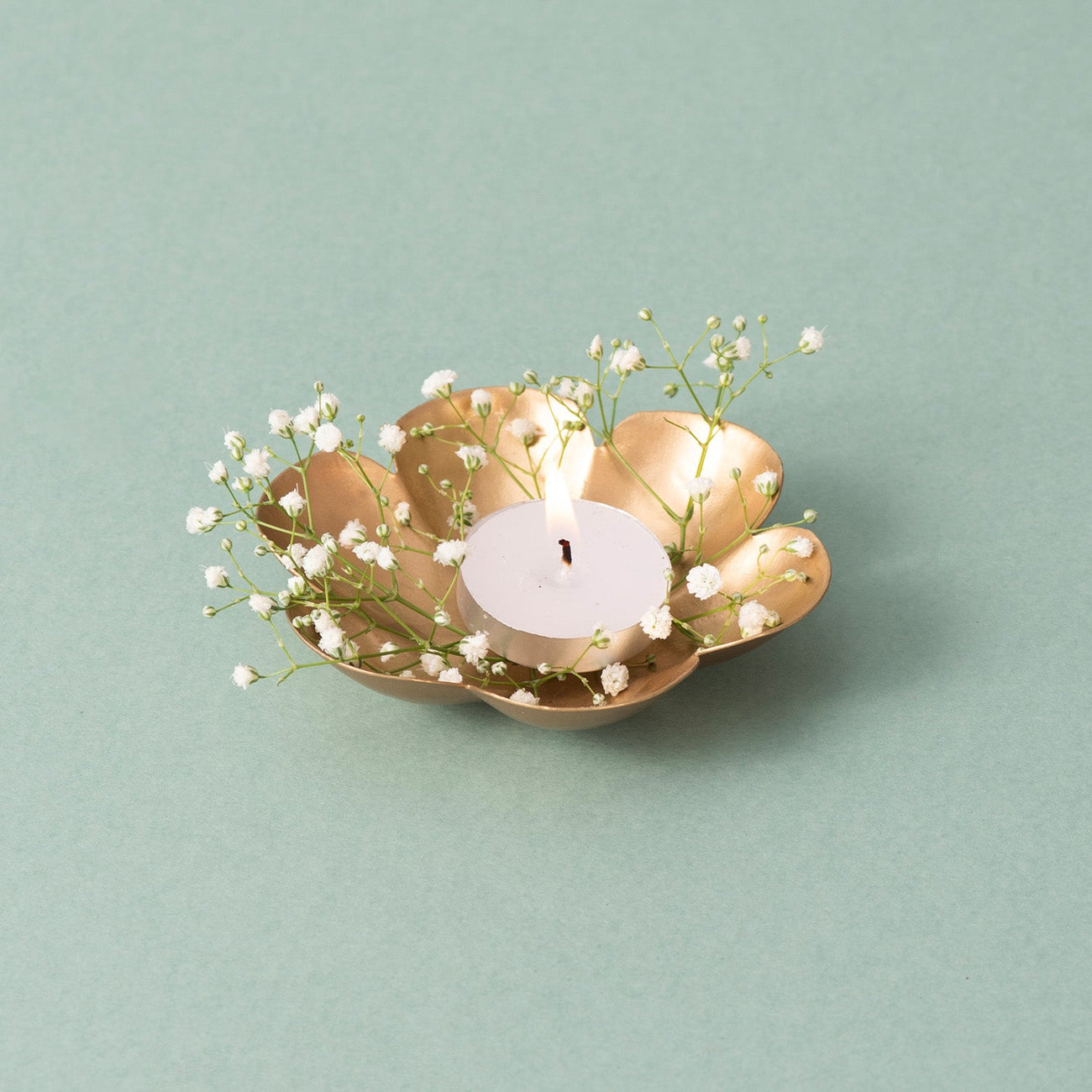 Gold Floral Design Diyas Set of 6