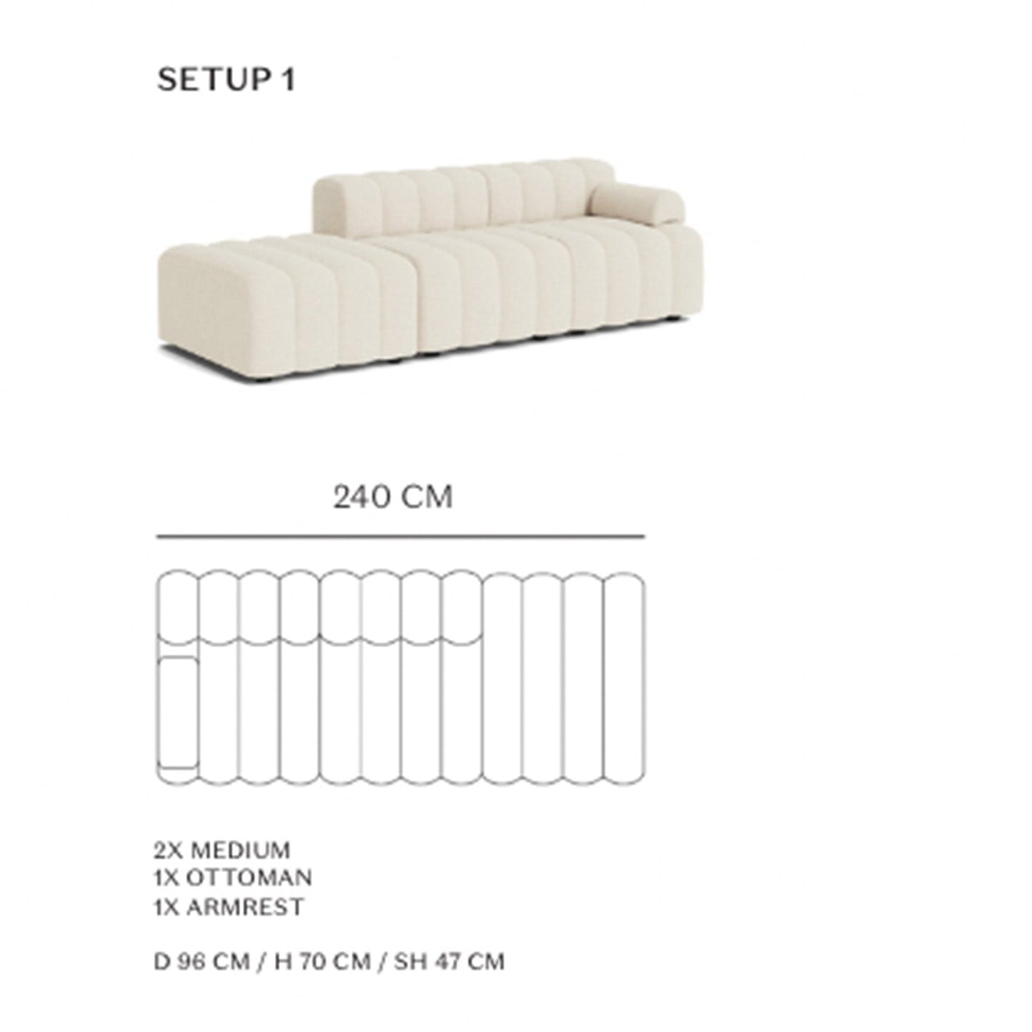 ChicComfort 3 Seater Detachable Sofa Set