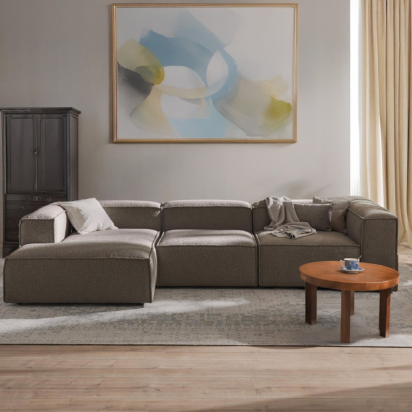 ElegantEdge 3 Seater L Shaped Sofa