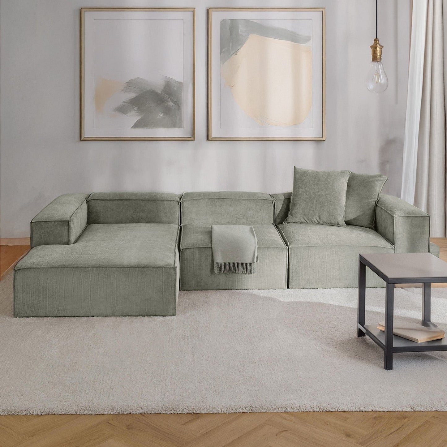 ElegantEdge 3 Seater L Shaped Sofa