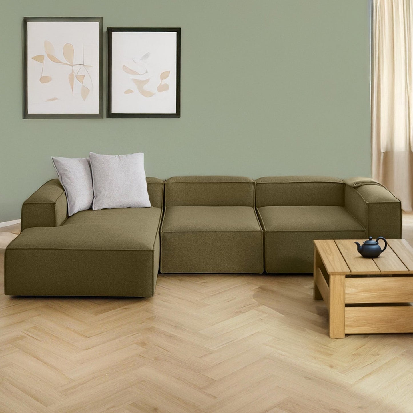 ElegantEdge 3 Seater L Shaped Sofa