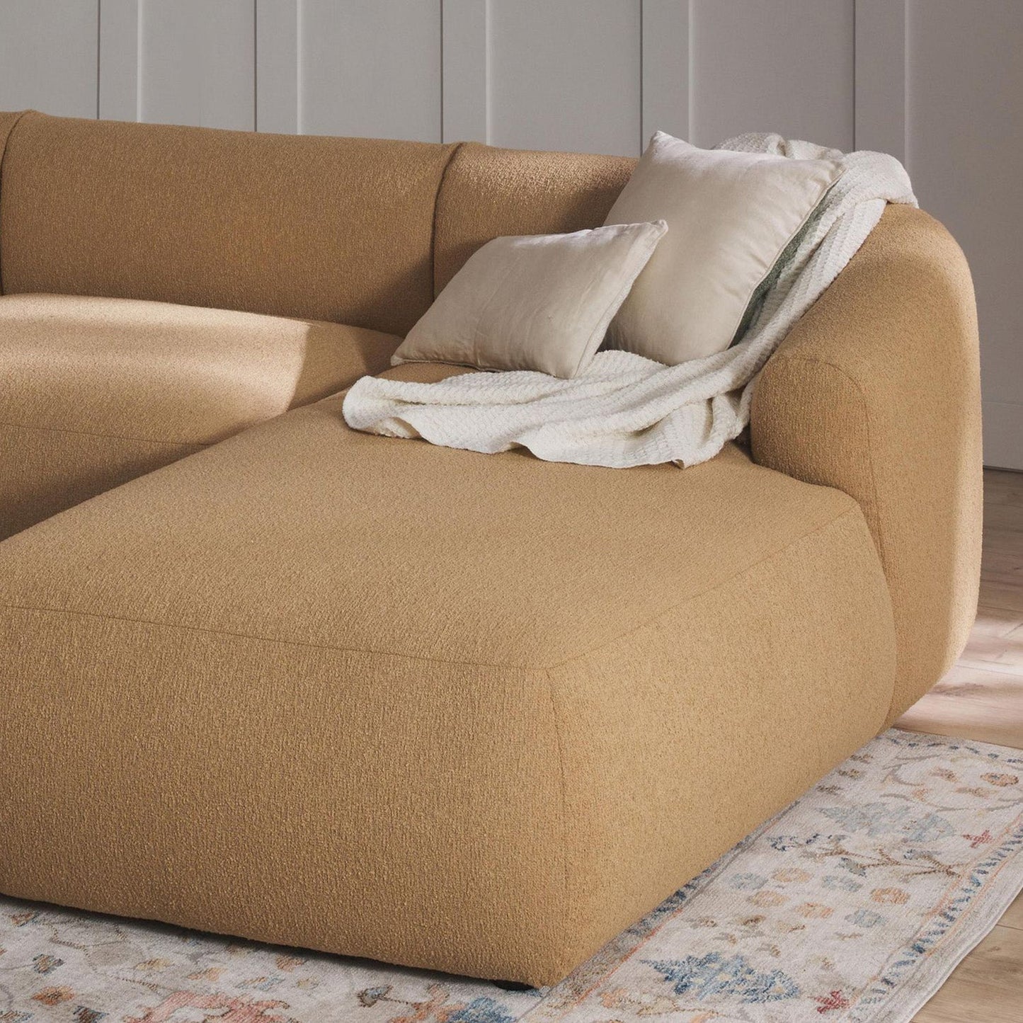 ZenLiving 3 Seater Boucle L Shaped Sofa