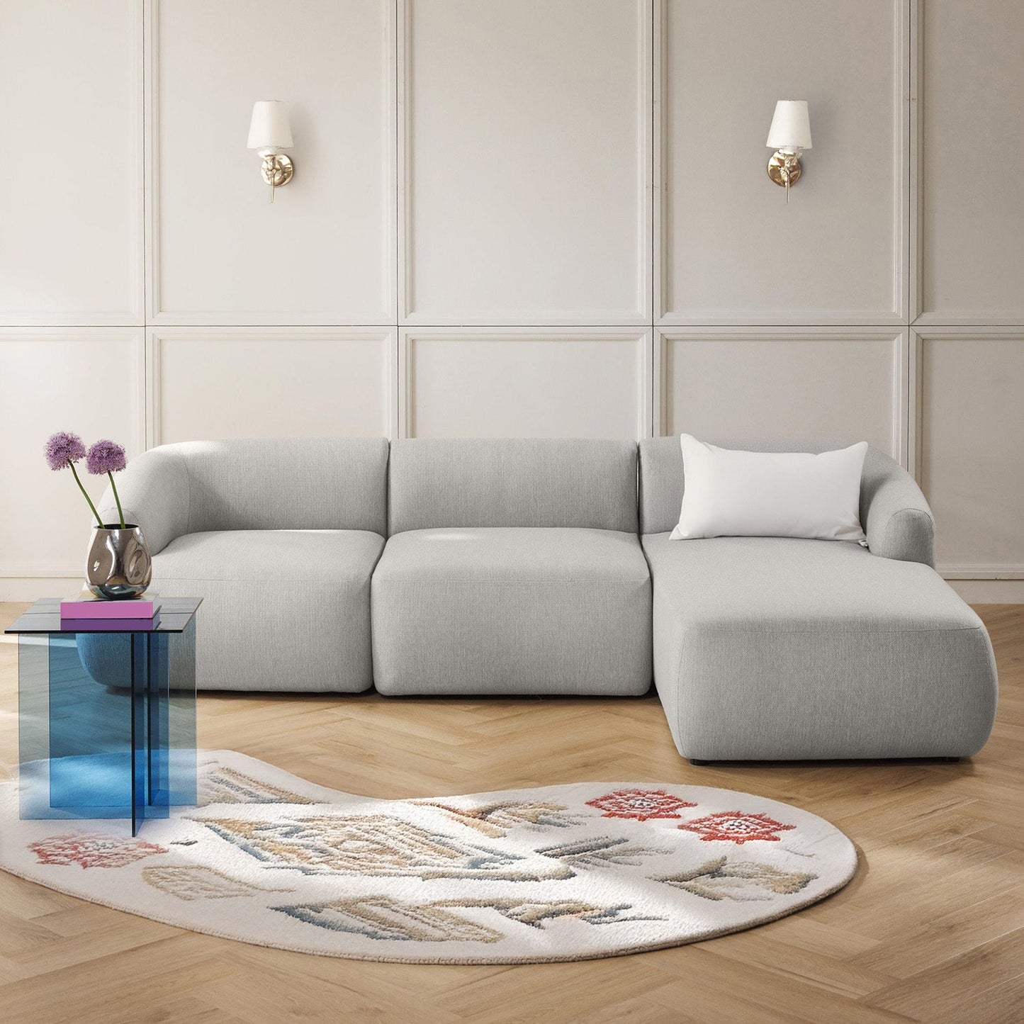 ZenLiving 3 Seater Boucle L Shaped Sofa