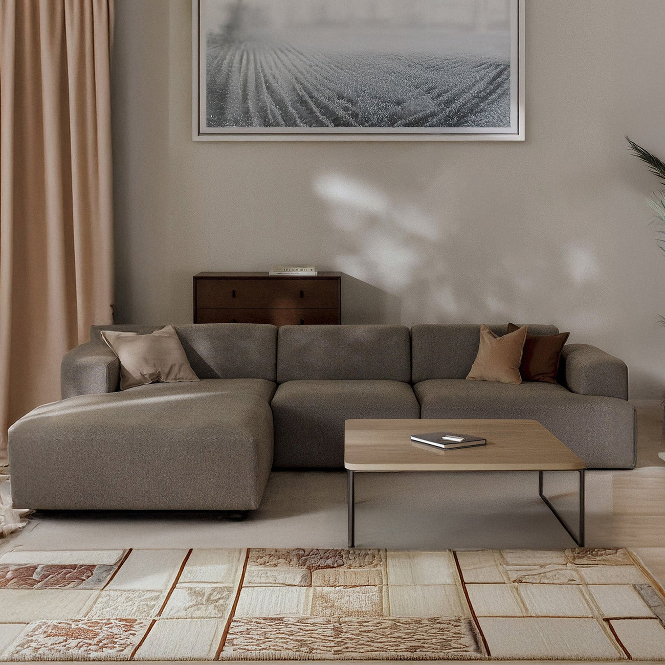 Sophisticated Comfort Corduroy 3 Seater L Shaped Sofa