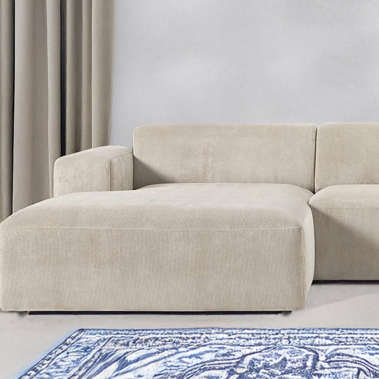 Sophisticated Comfort Corduroy 3 Seater L Shaped Sofa