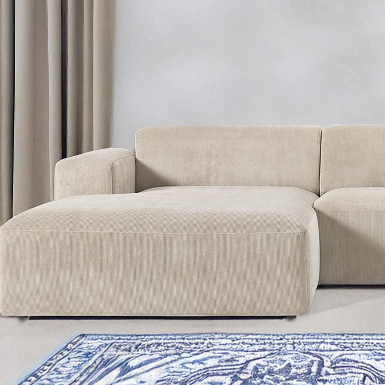 Sophisticated Comfort Corduroy 3 Seater L Shaped Sofa