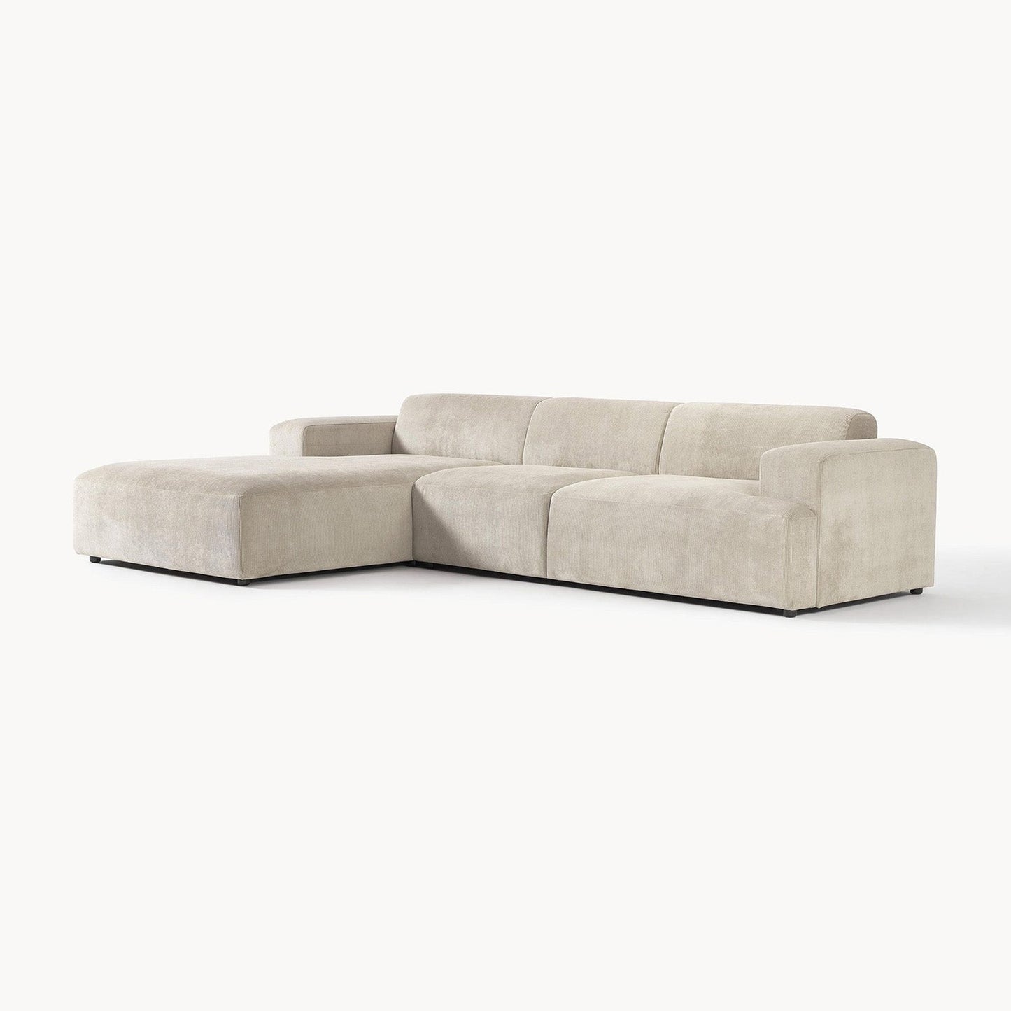 Sophisticated Comfort Corduroy 3 Seater L Shaped Sofa