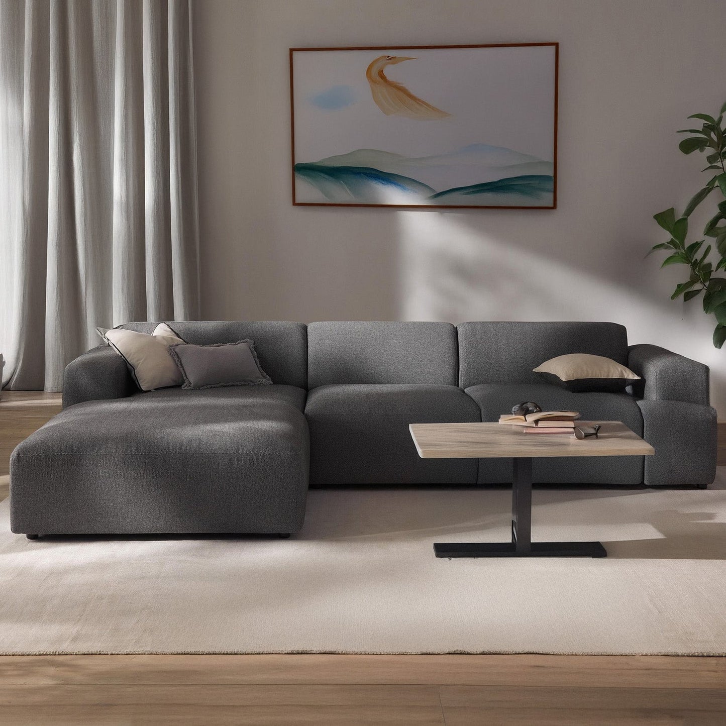 Sophisticated Comfort Corduroy 3 Seater L Shaped Sofa
