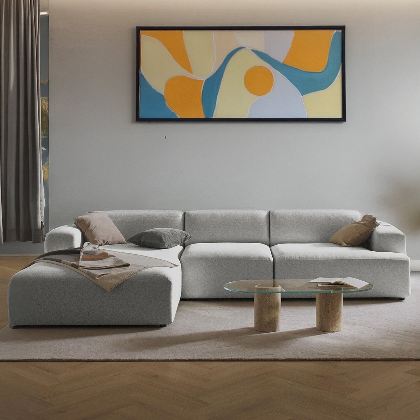 Sophisticated Comfort Corduroy 3 Seater L Shaped Sofa