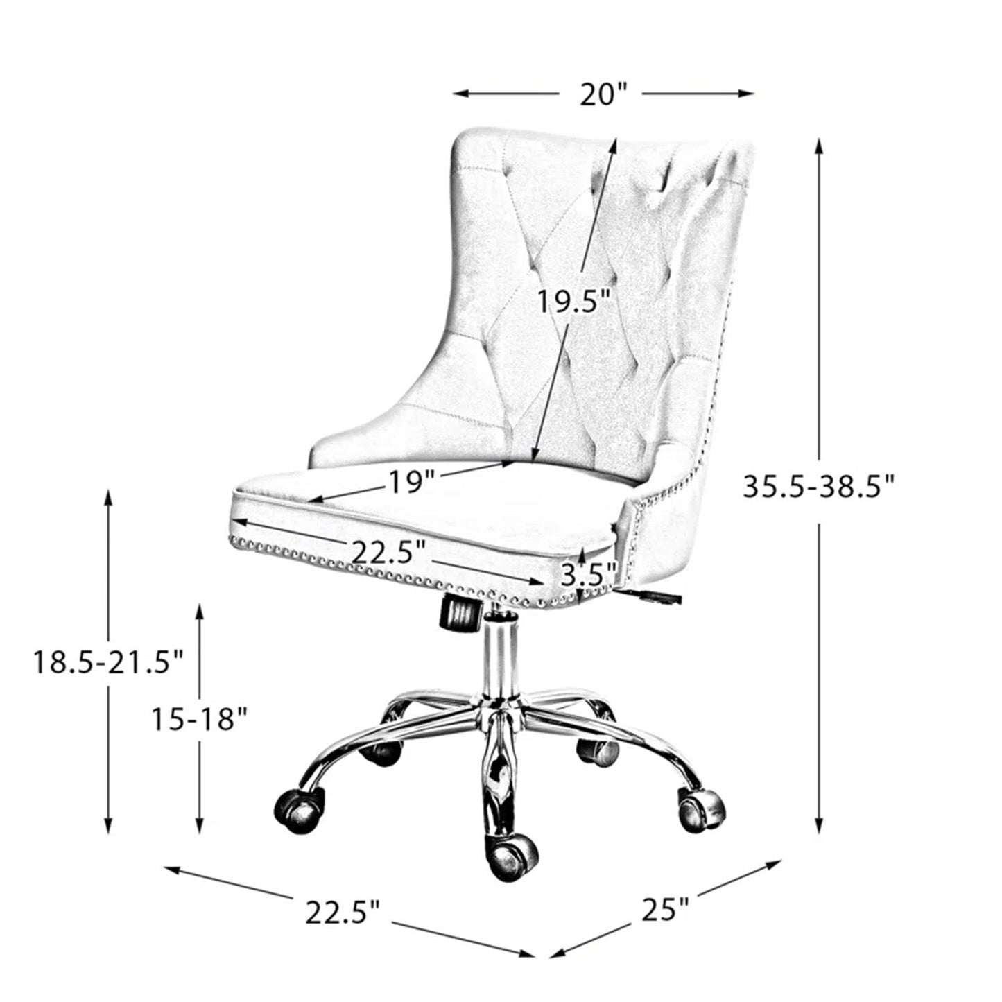 Boss Velvet Tufted Office Chairs With Wheels