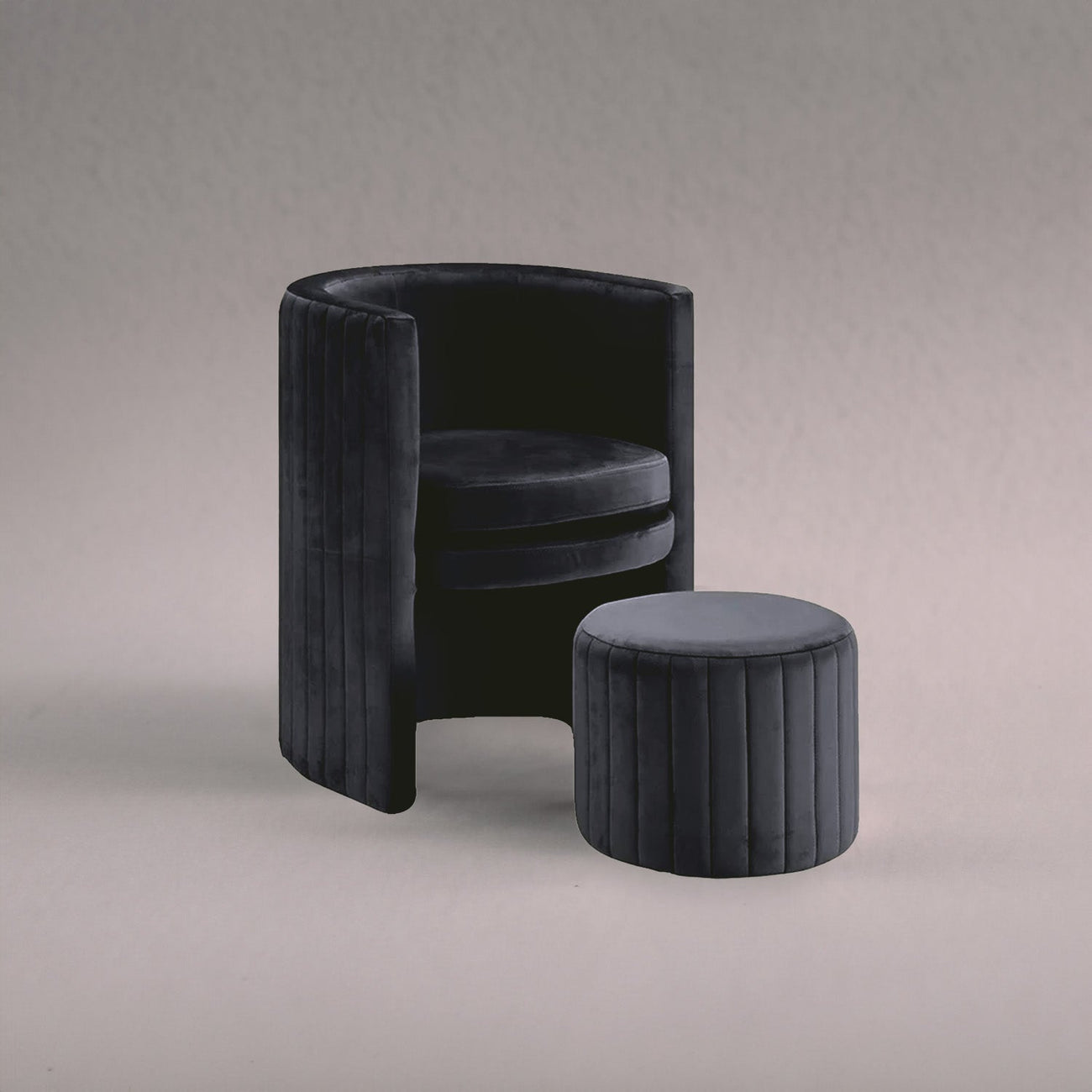 Contemporary Luxe Lounge Chair With Ottoman Footrest Mauve