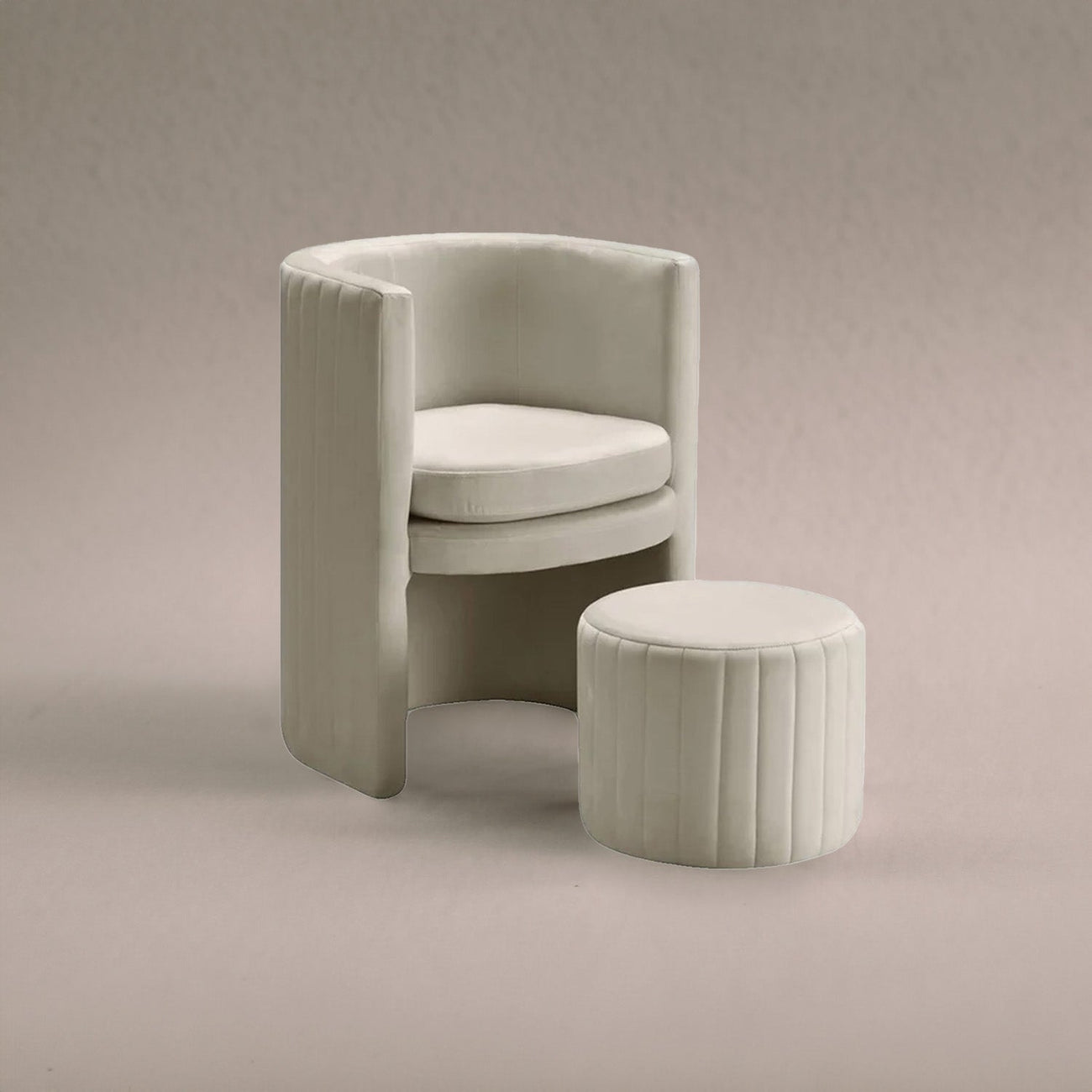 Contemporary Luxe Lounge Chair With Ottoman Footrest Mauve