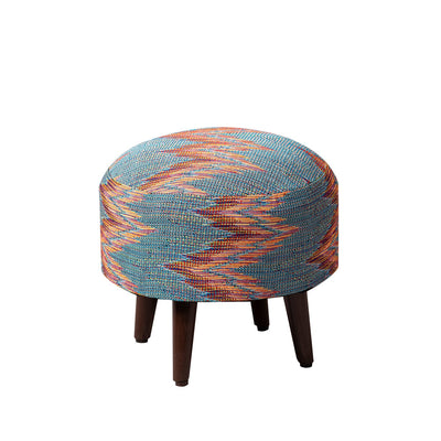 Crest Jacquard Wooden Zig Zag Ottomans