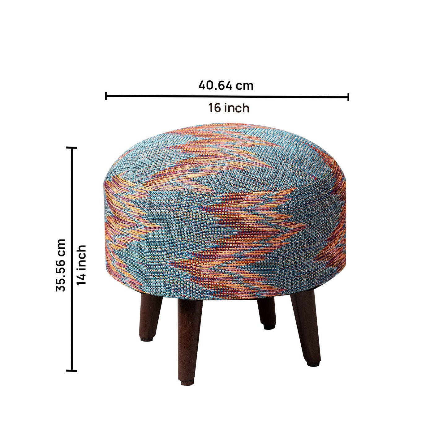 Crest Jacquard Wooden Zig Zag Ottomans