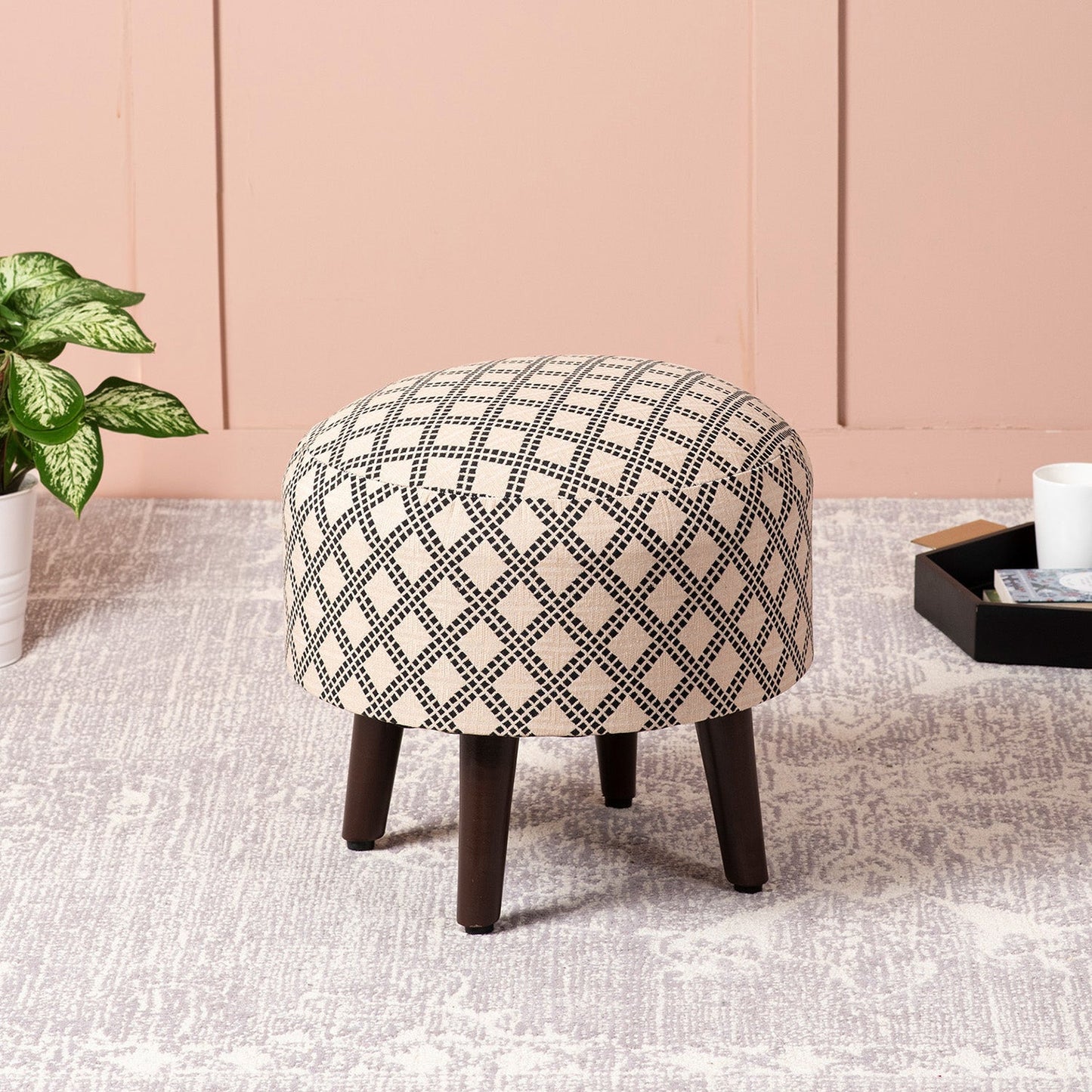 Black & White Bohemian Ottoman