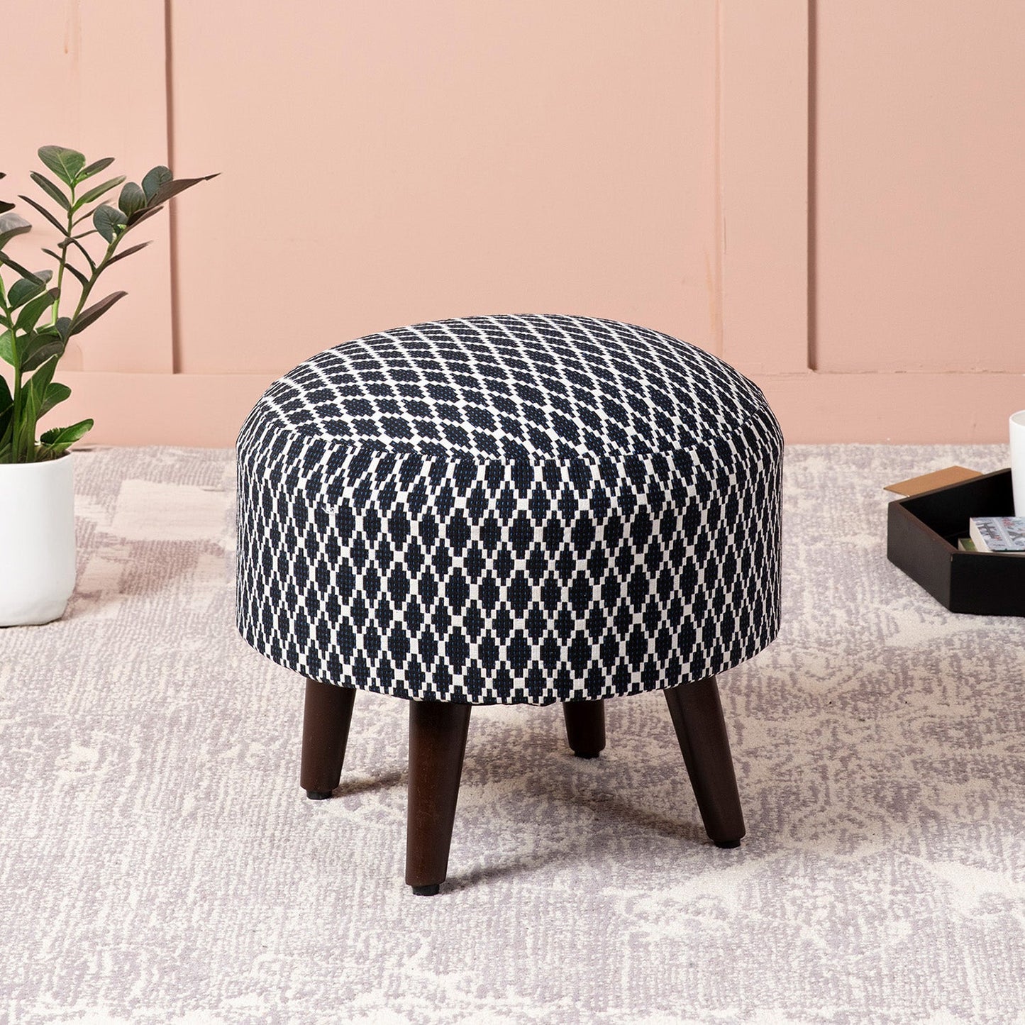 Black & White Bohemian Ottoman