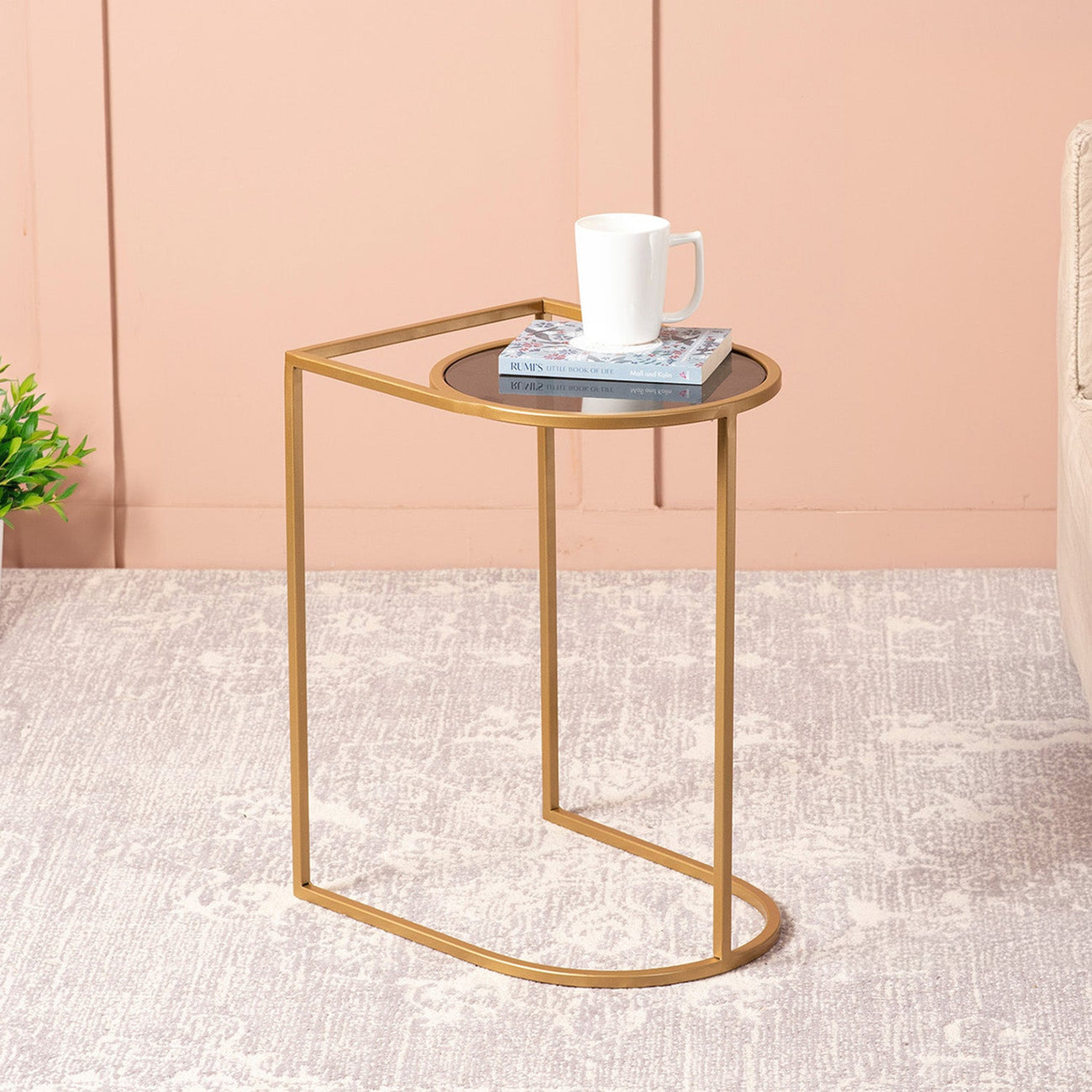 Contemporary Metallic tiered End Table