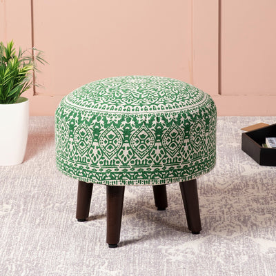 Mandala Fabric Wooden Ottomans 14″