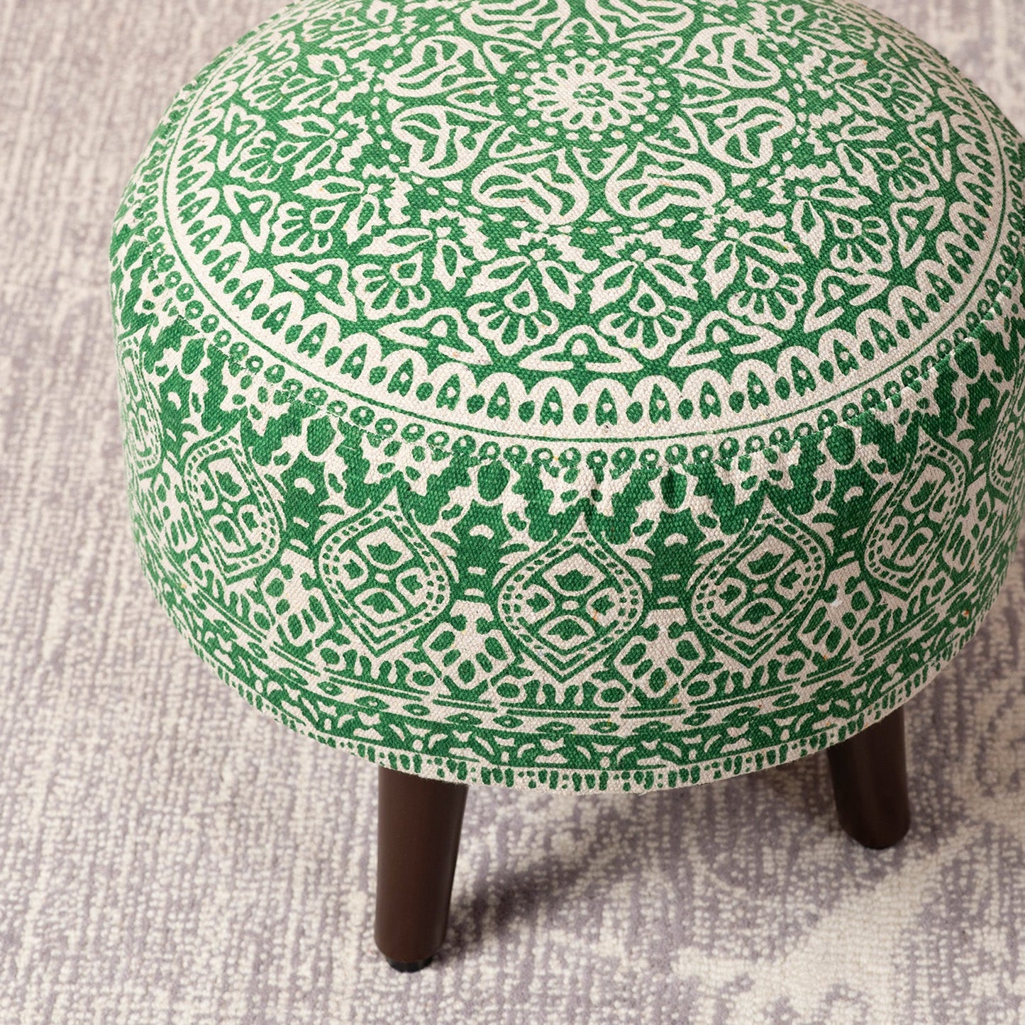 Mandala Fabric Wooden Ottomans 14″