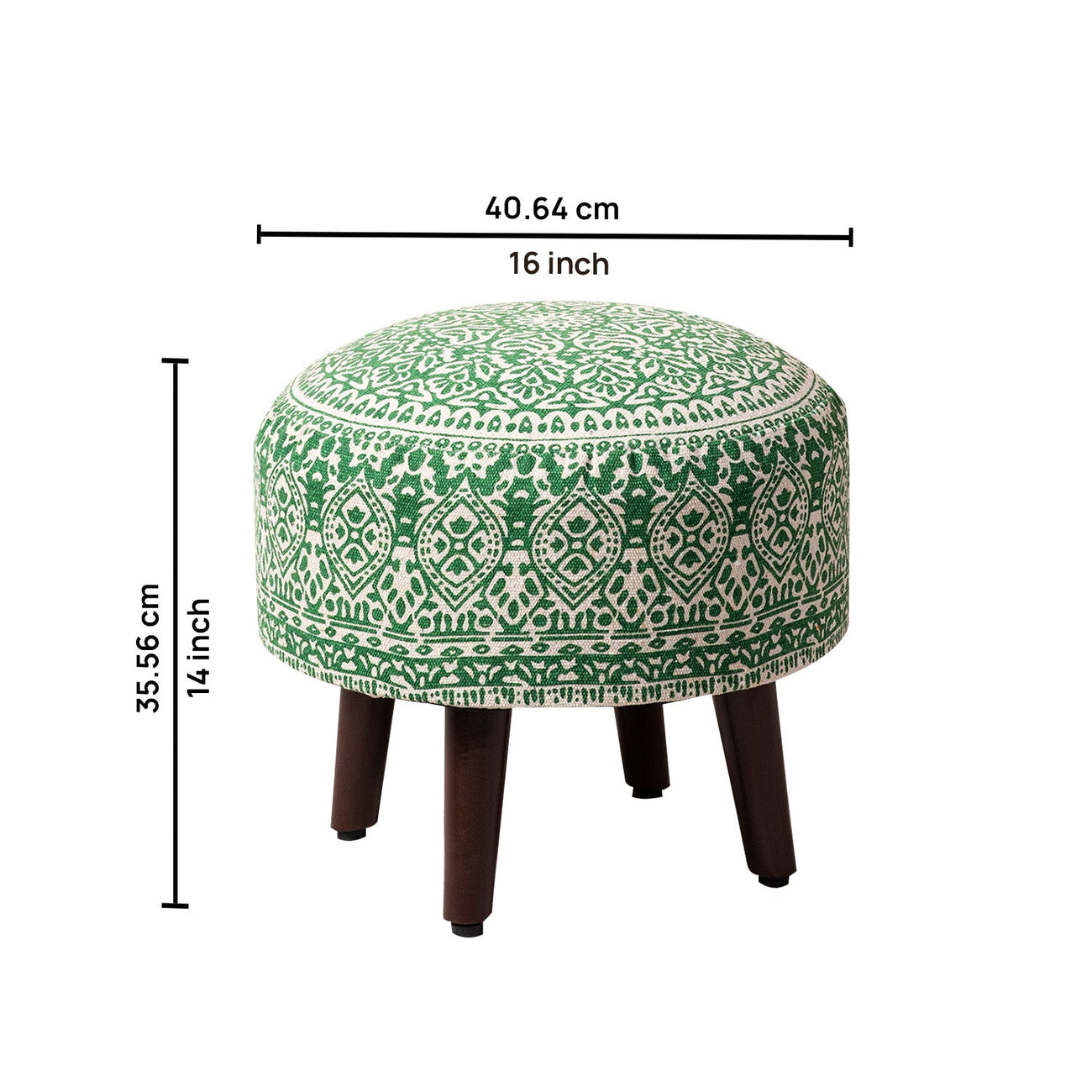 Mandala Fabric Wooden Ottomans 14″