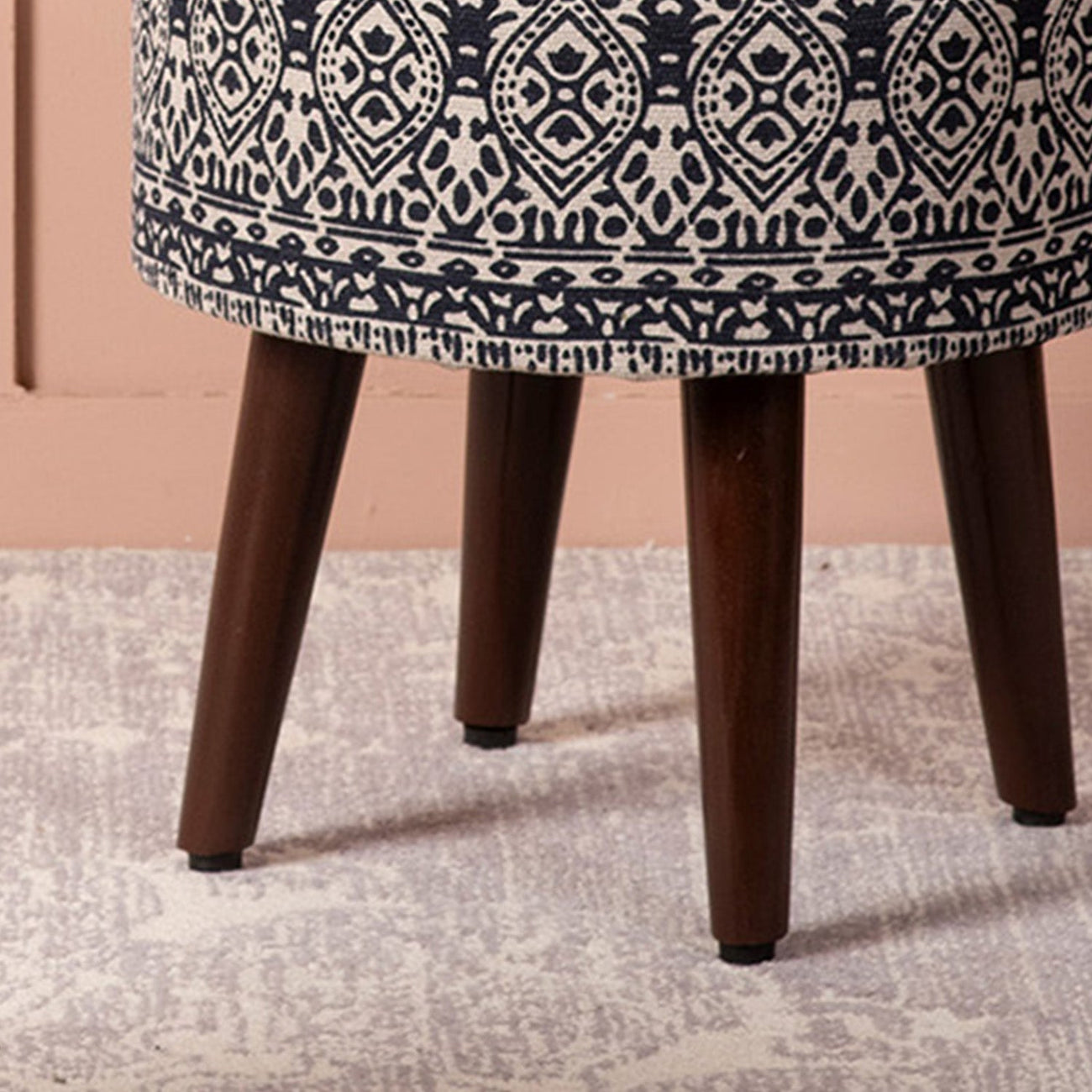 Nestroots Botanic Fabric Wooden Ottomans 17"