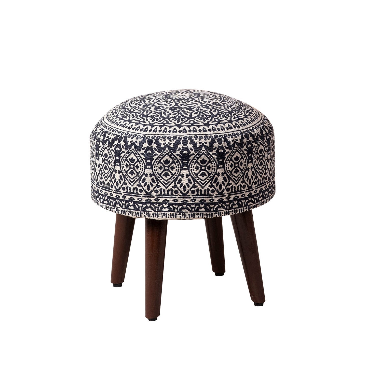 Nestroots Botanic Fabric Wooden Ottomans 17"