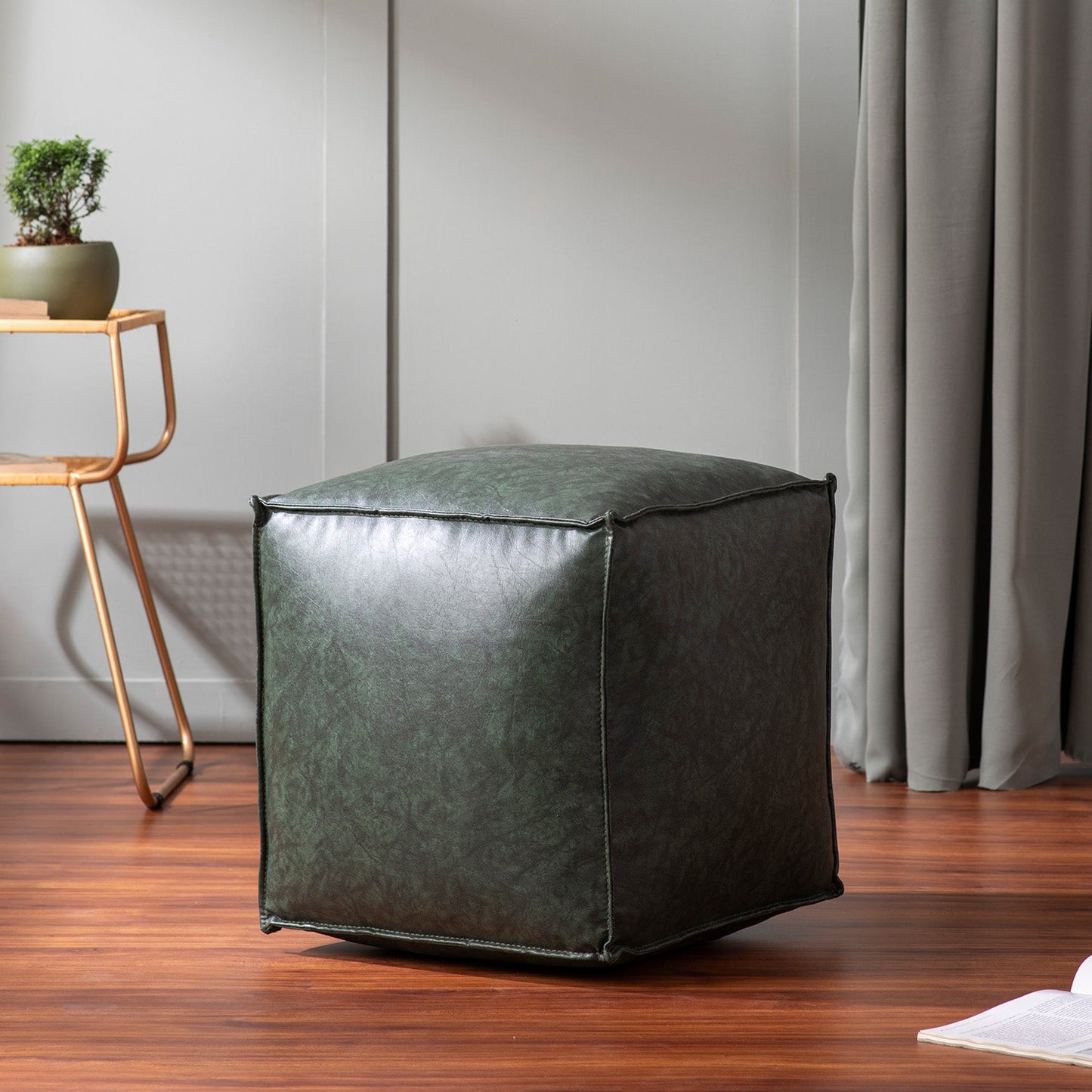 Cuboid Collection Faux Leather Poufs