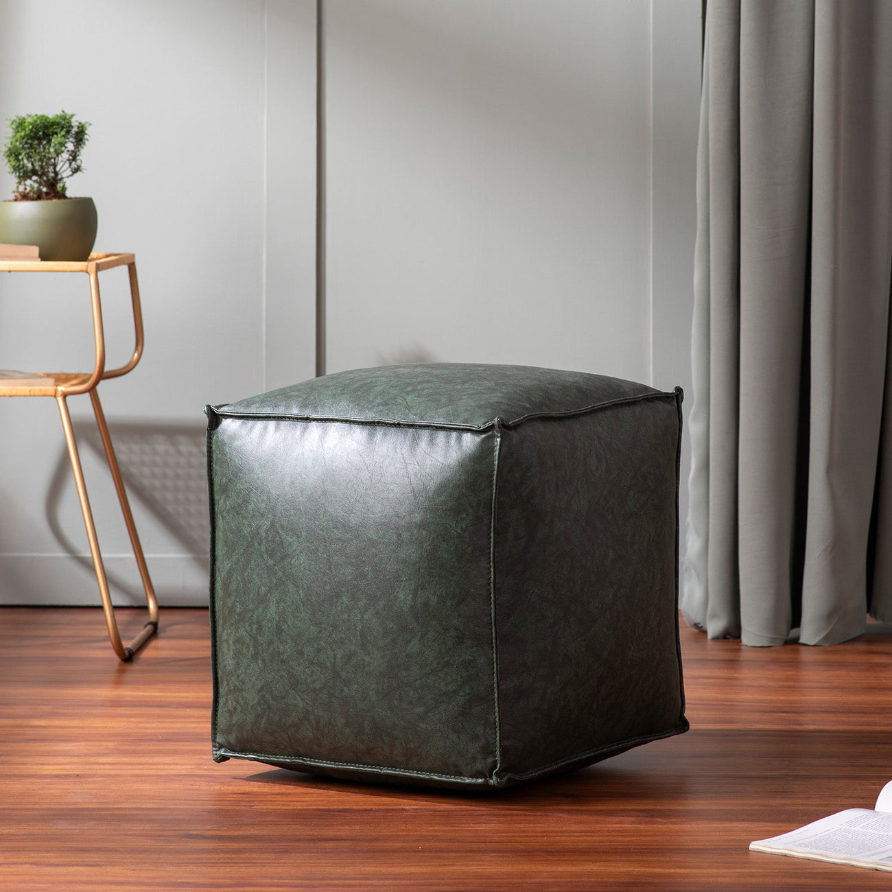 Cuboid Collection Faux Leather Poufs