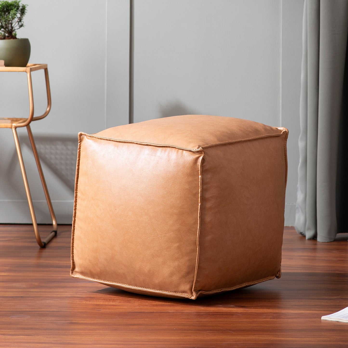 Cuboid Collection Faux Leather Poufs