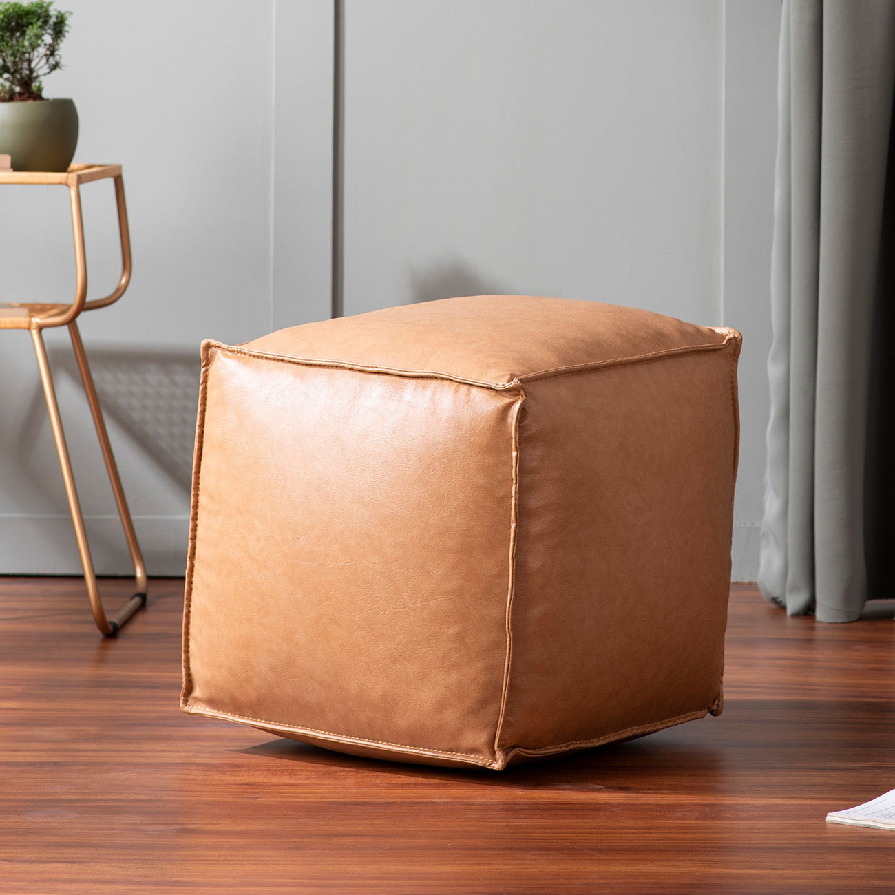 Cuboid Collection Faux Leather Poufs