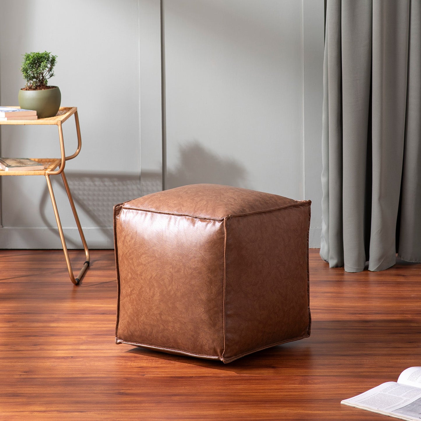 Cuboid Collection Faux Leather Poufs