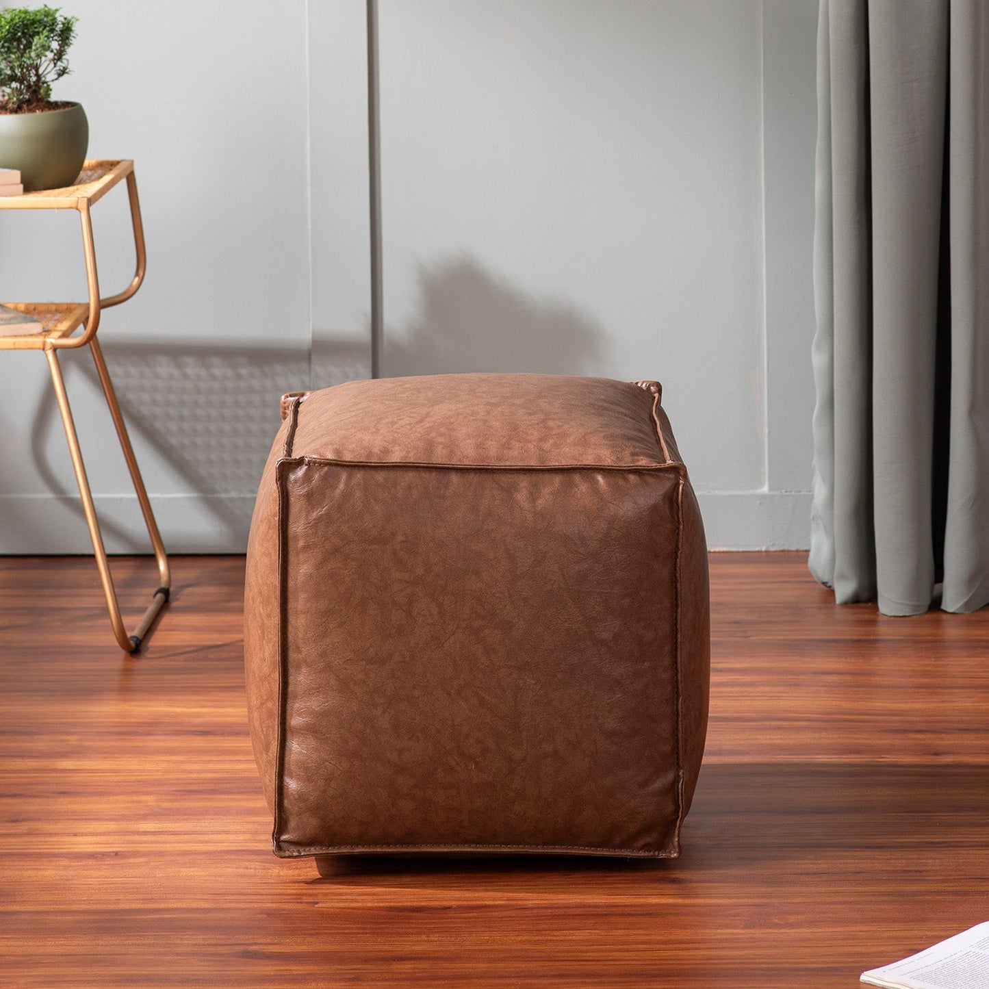 Cuboid Collection Faux Leather Poufs