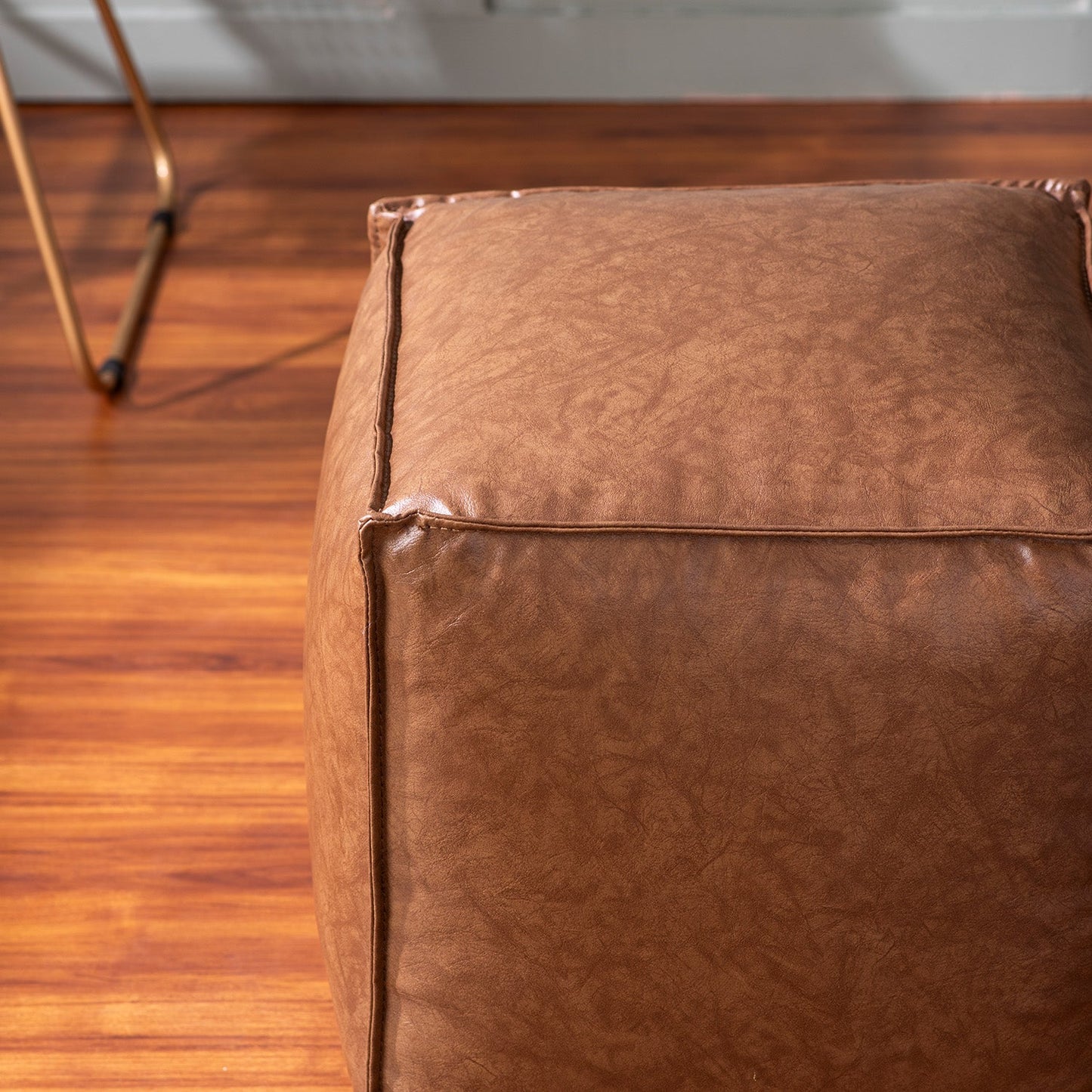 Cuboid Collection Faux Leather Poufs