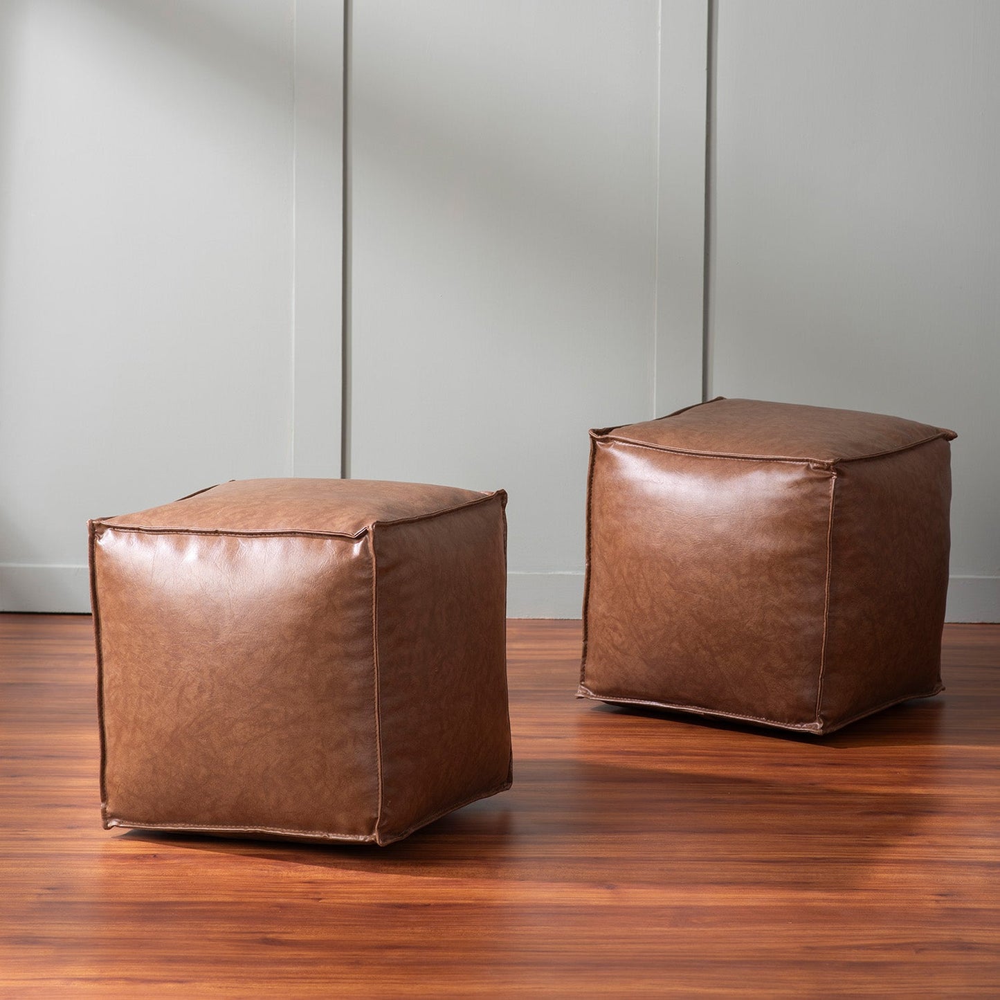Cuboid Collection Faux Leather Poufs