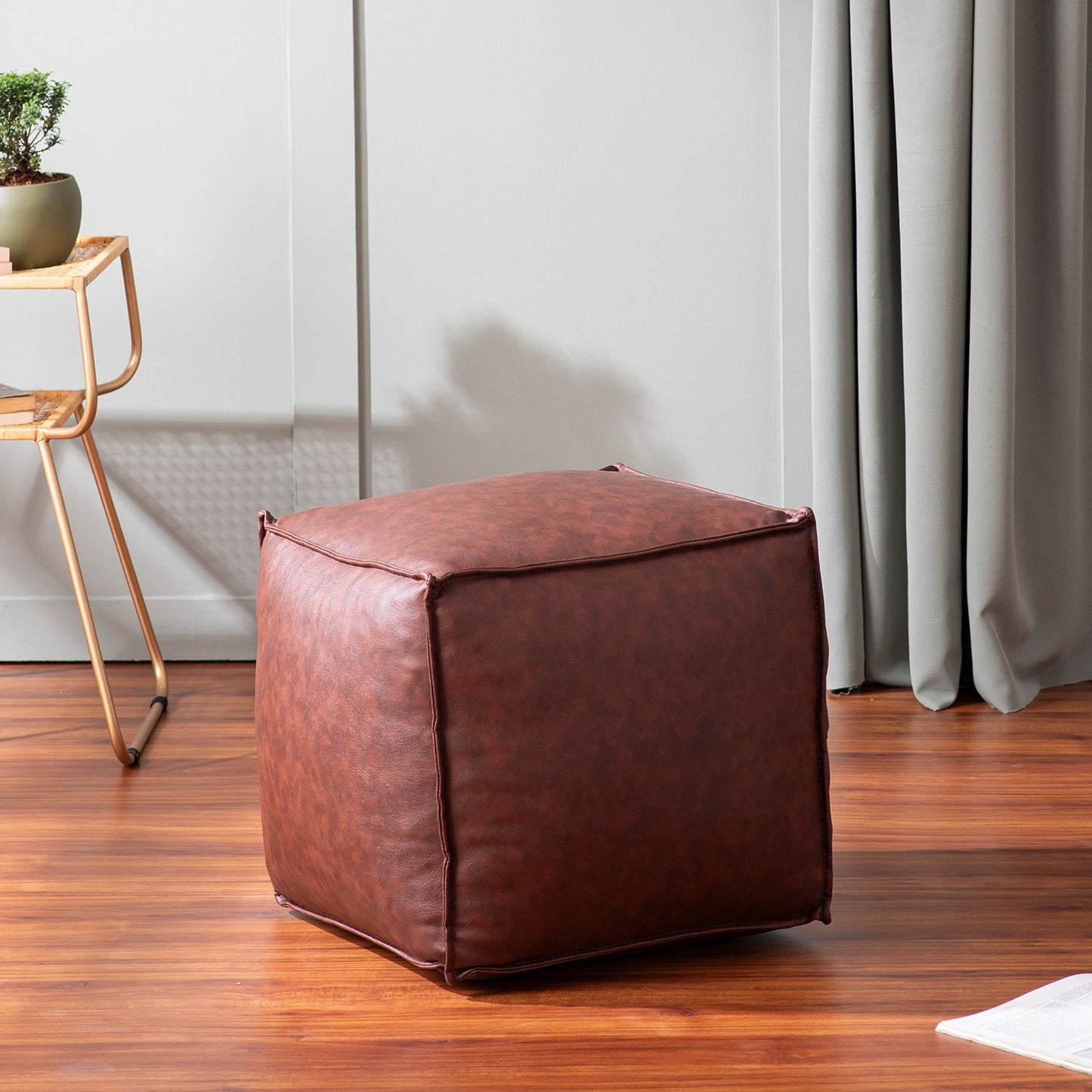 Cuboid Collection Faux Leather Poufs