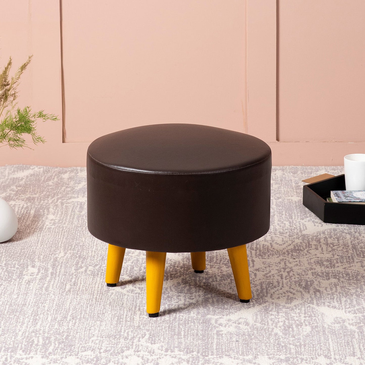 Axel Faux Leather Tufted Wooden Stools