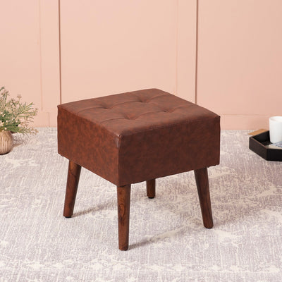Axel Faux Leather Tufted Wooden Stools