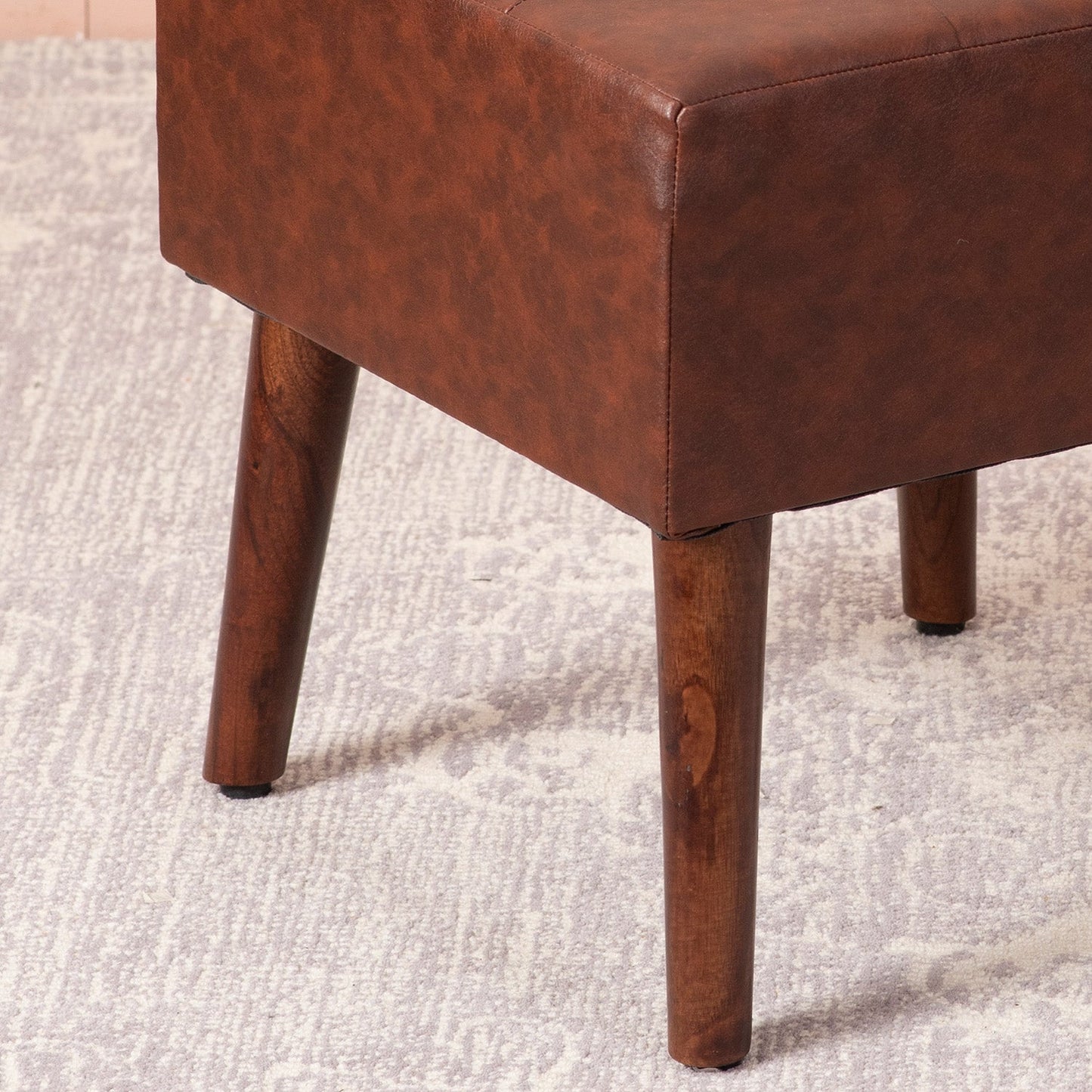 Axel Faux Leather Tufted Wooden Stools