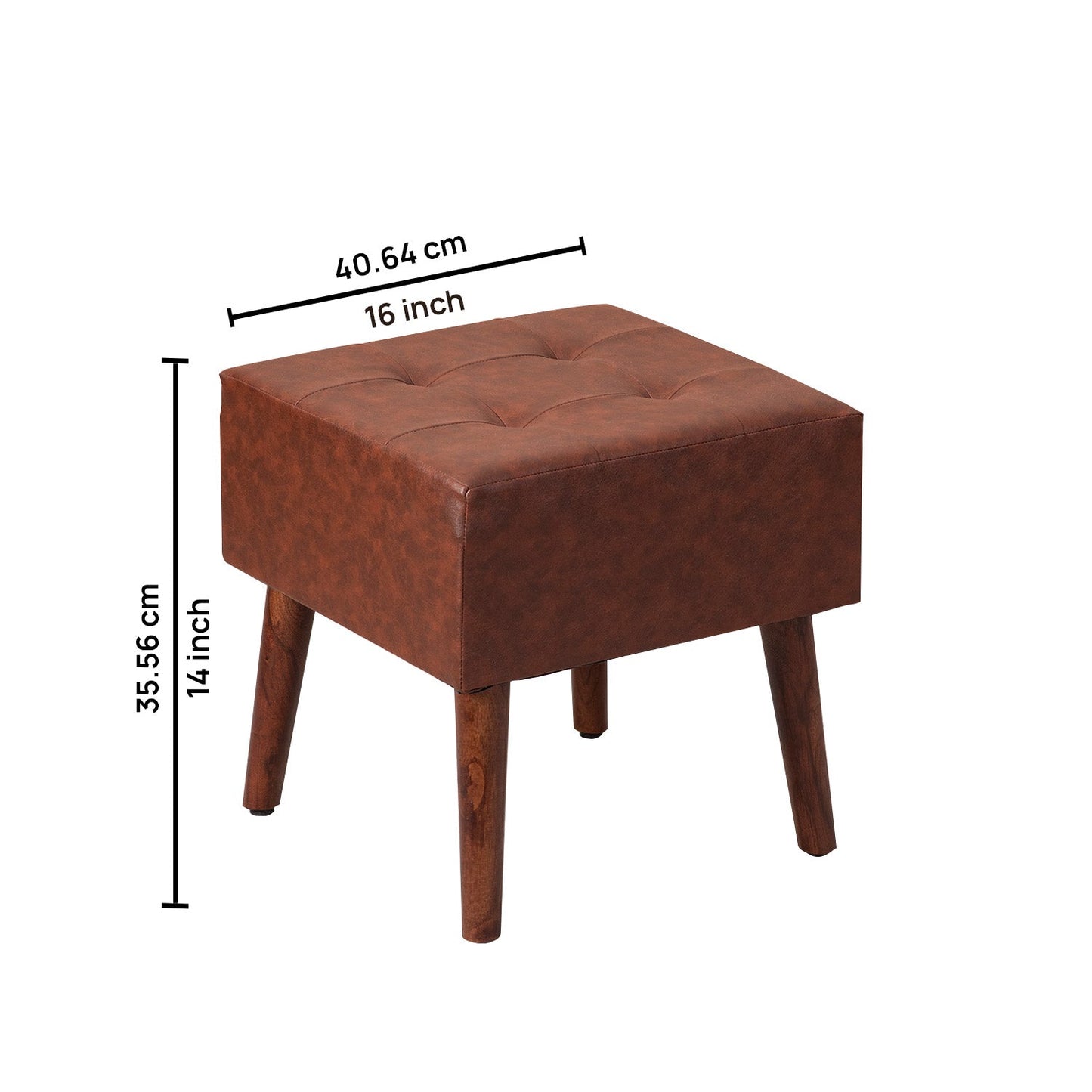 Axel Faux Leather Tufted Wooden Stools