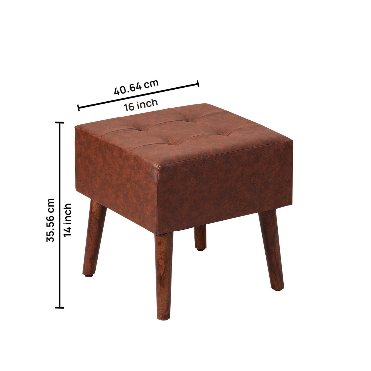 Axel Faux Leather Tufted Wooden Stools