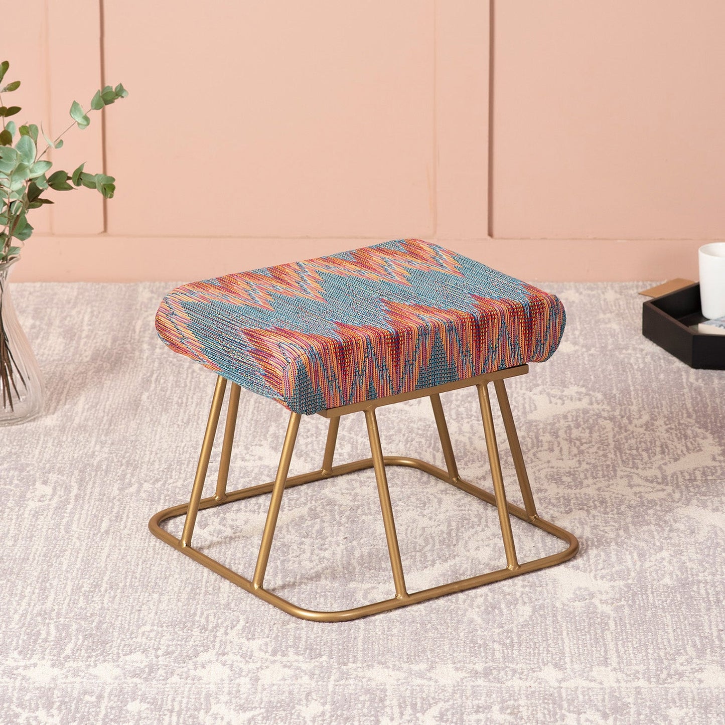 Crest Jacquard Metallic Stools