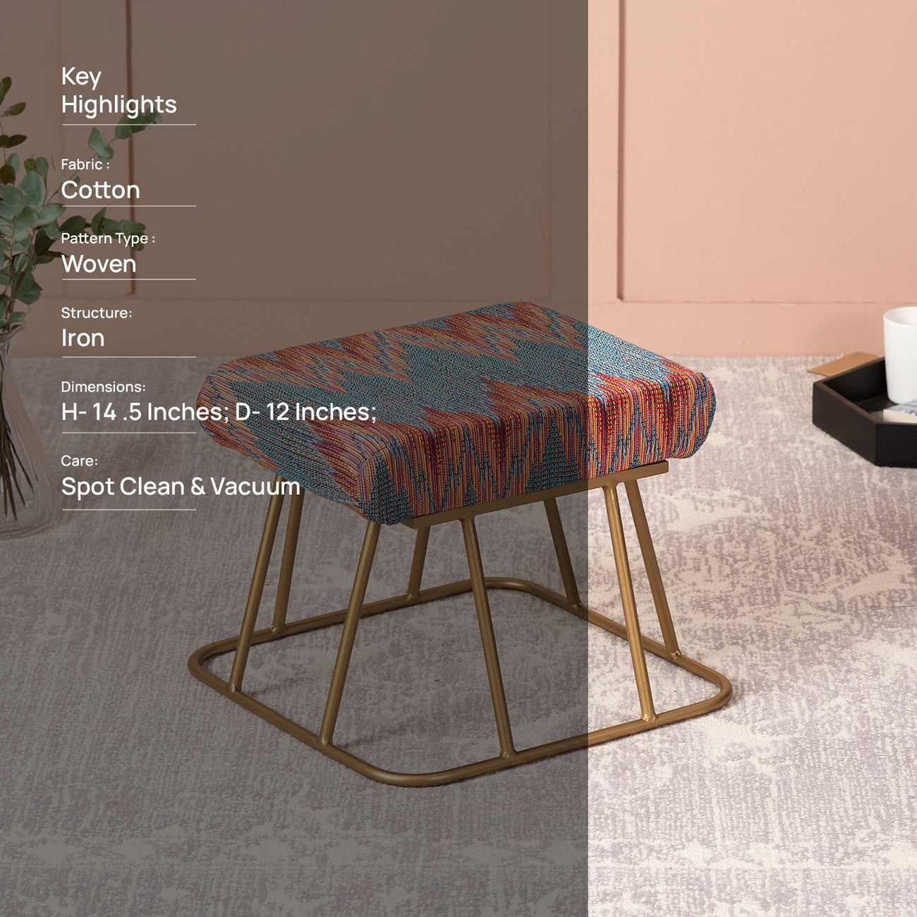 Crest Jacquard Metallic Stools