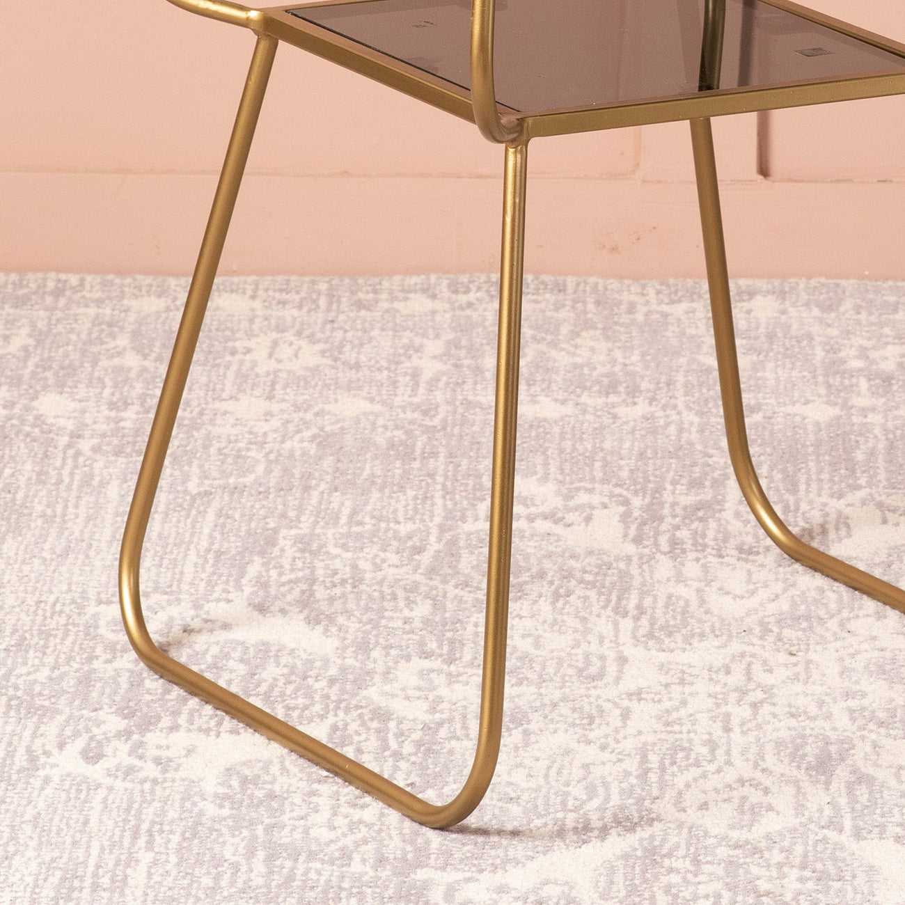 Contemporary Metallic tiered End Table