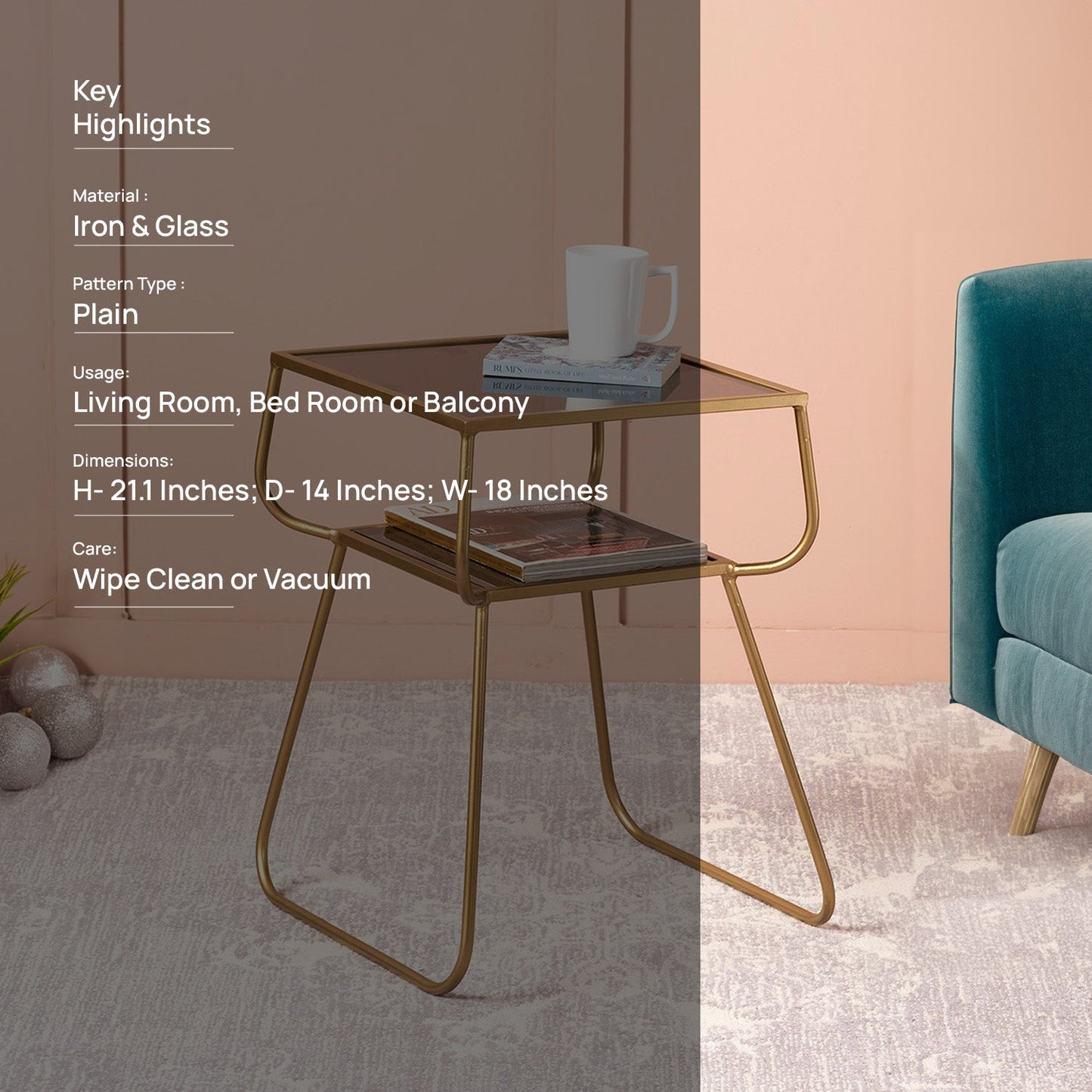 Contemporary Metallic tiered End Table