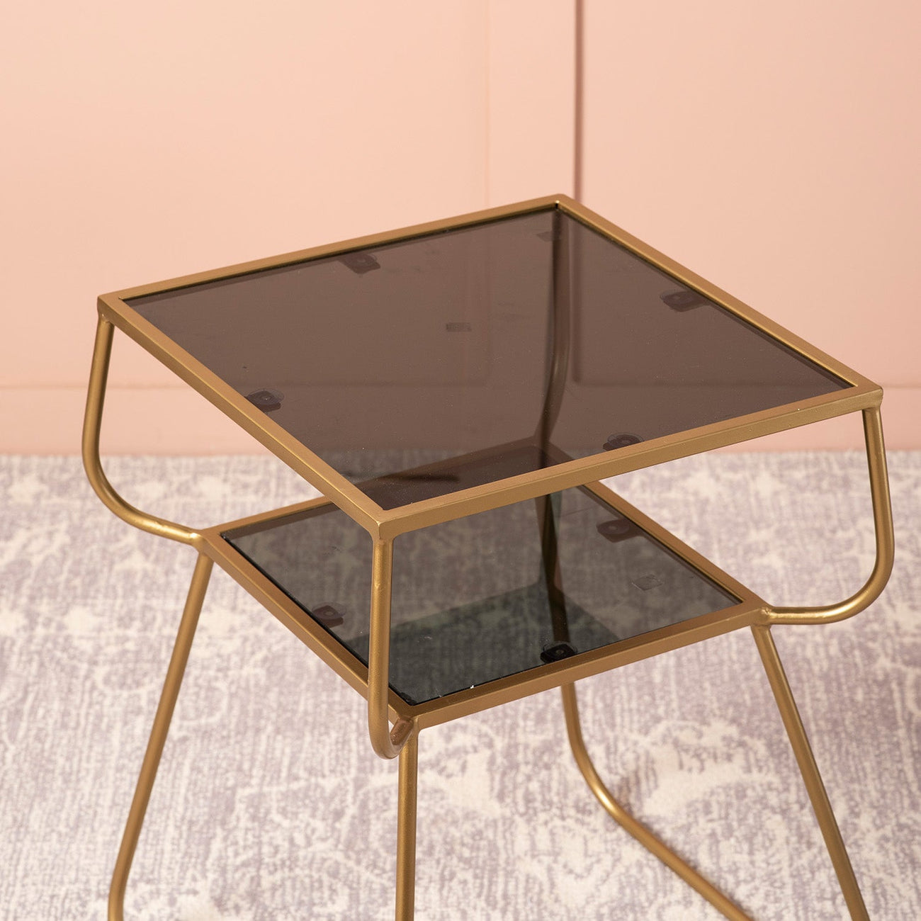 Contemporary Metallic tiered End Table